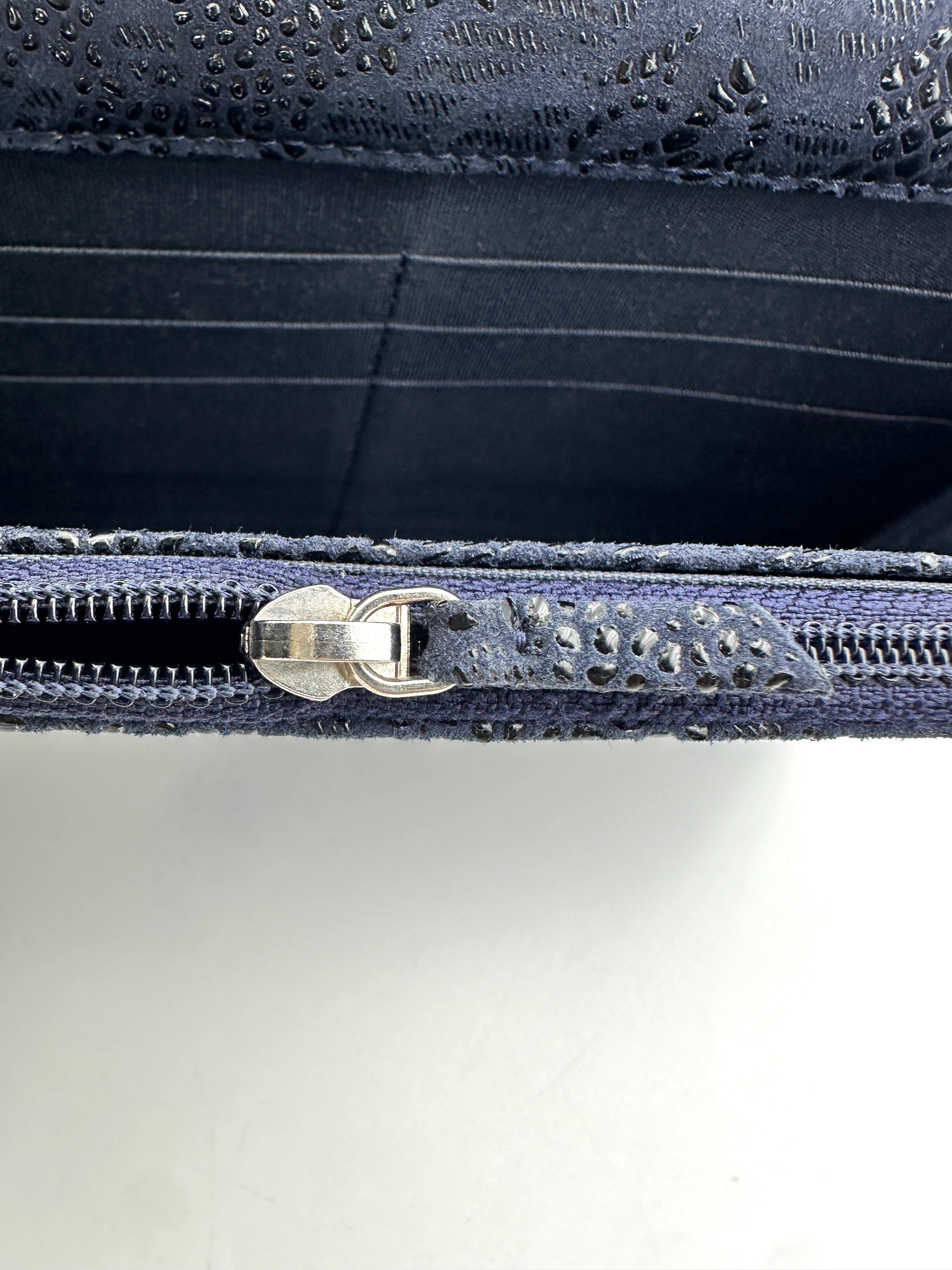 Chanel Navy Lace Embossed Leather Wallet On Chain(18***94) CC1881