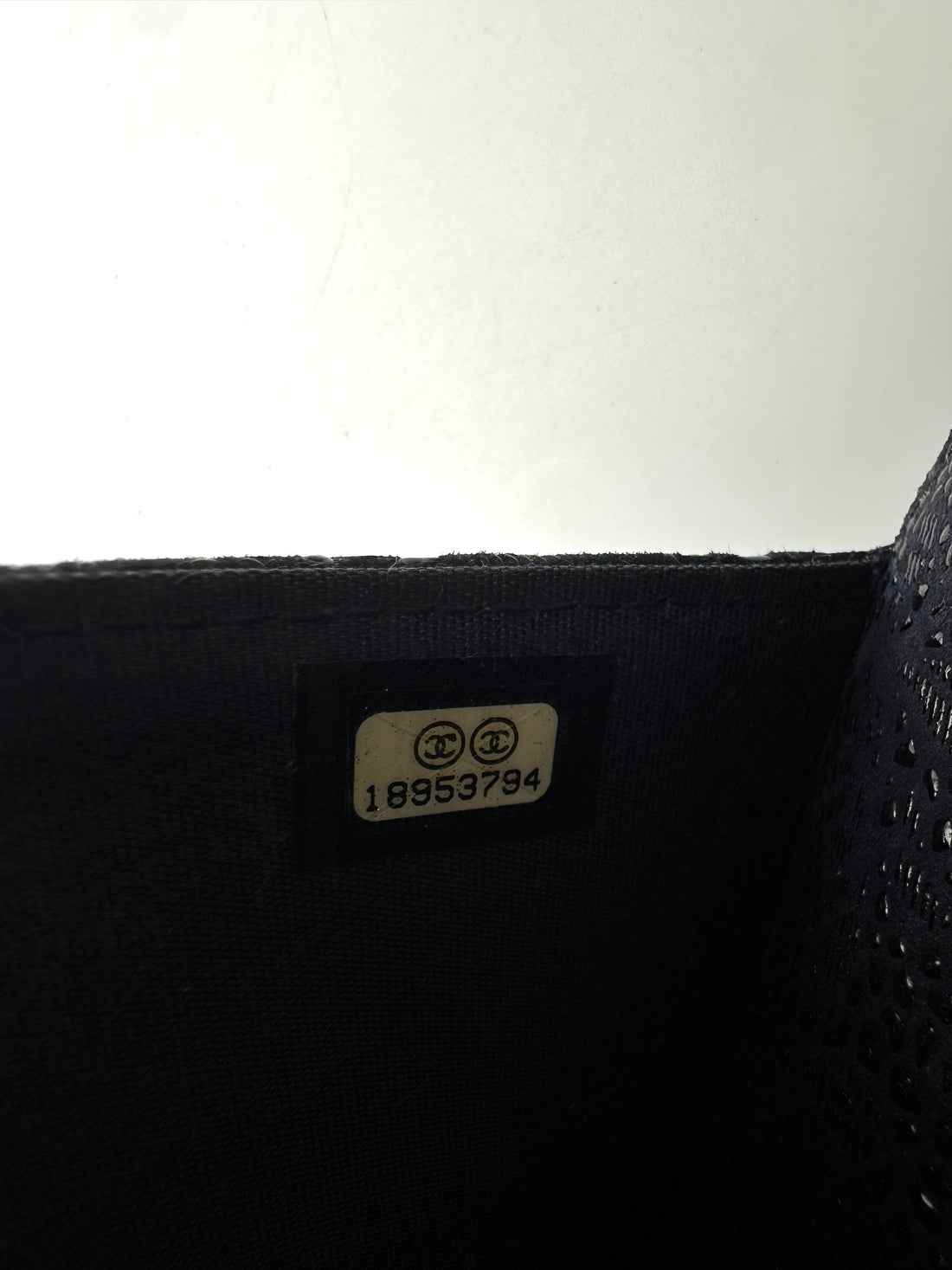 Chanel Navy Lace Embossed Leather Wallet On Chain(18***94) CC1881