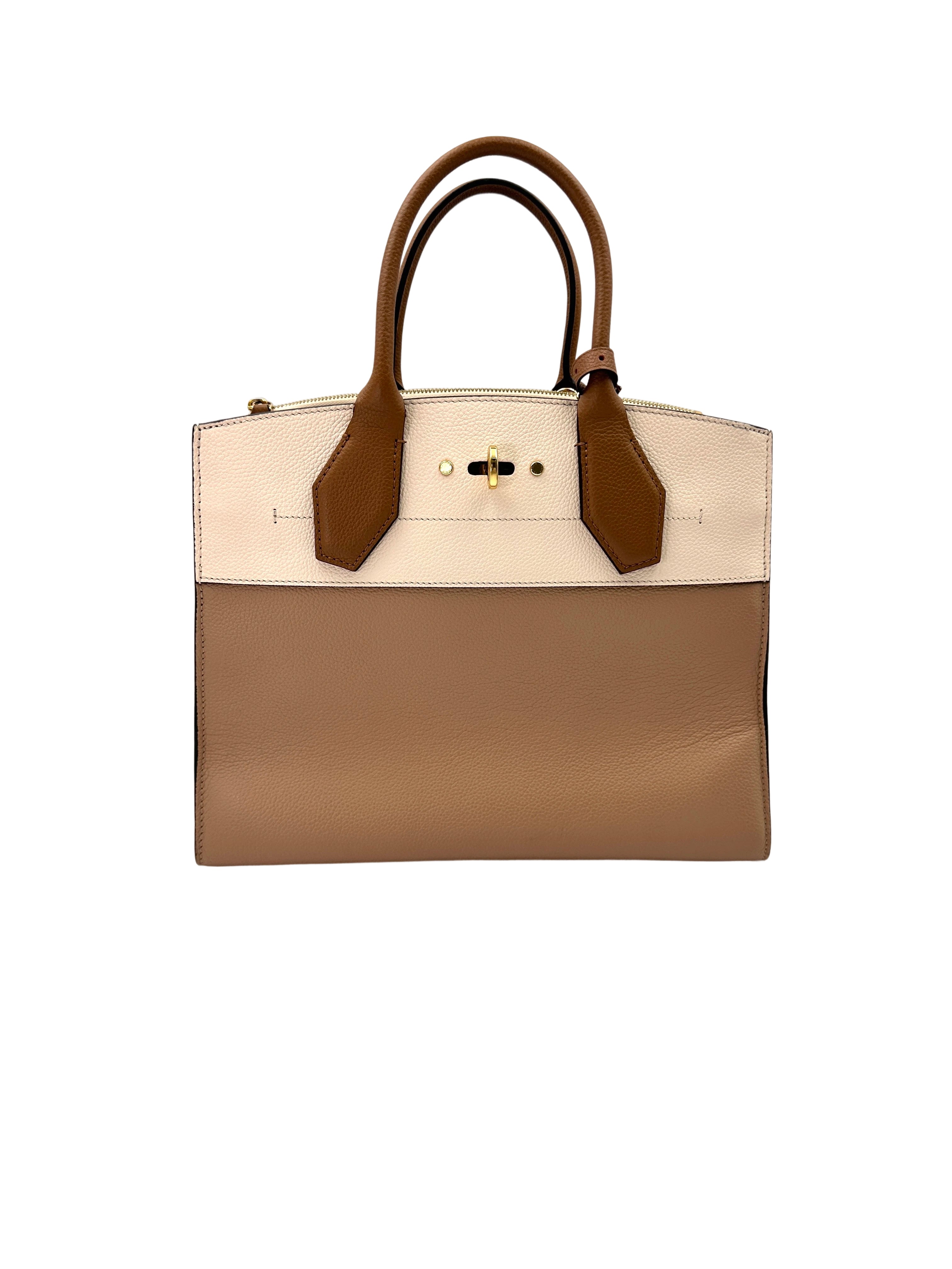 Louis Vuitton City Steamer Beige/Brown Grained Leather Handle Bag LV2611