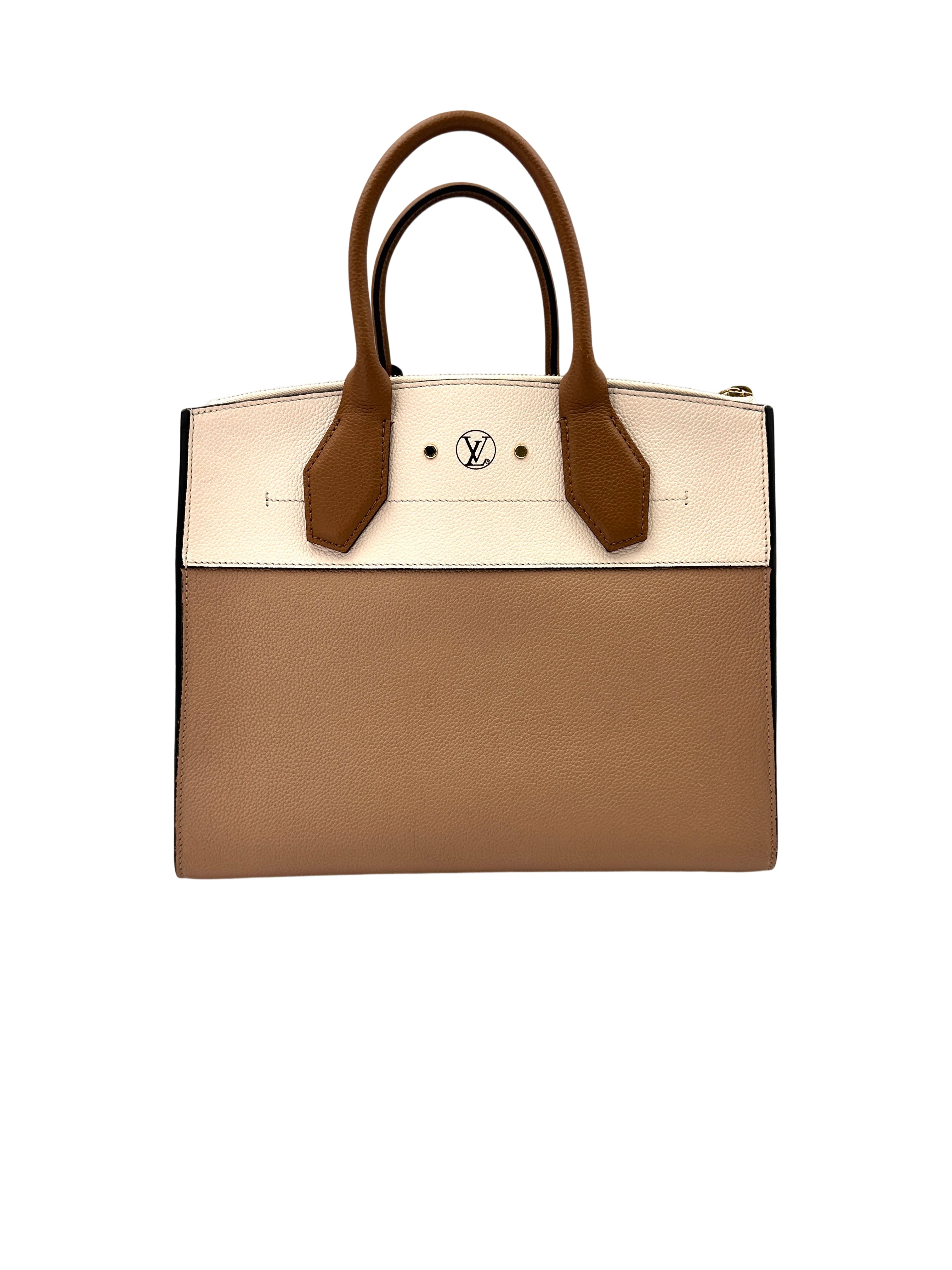 Louis Vuitton City Steamer Beige/Brown Grained Leather Handle Bag LV2611