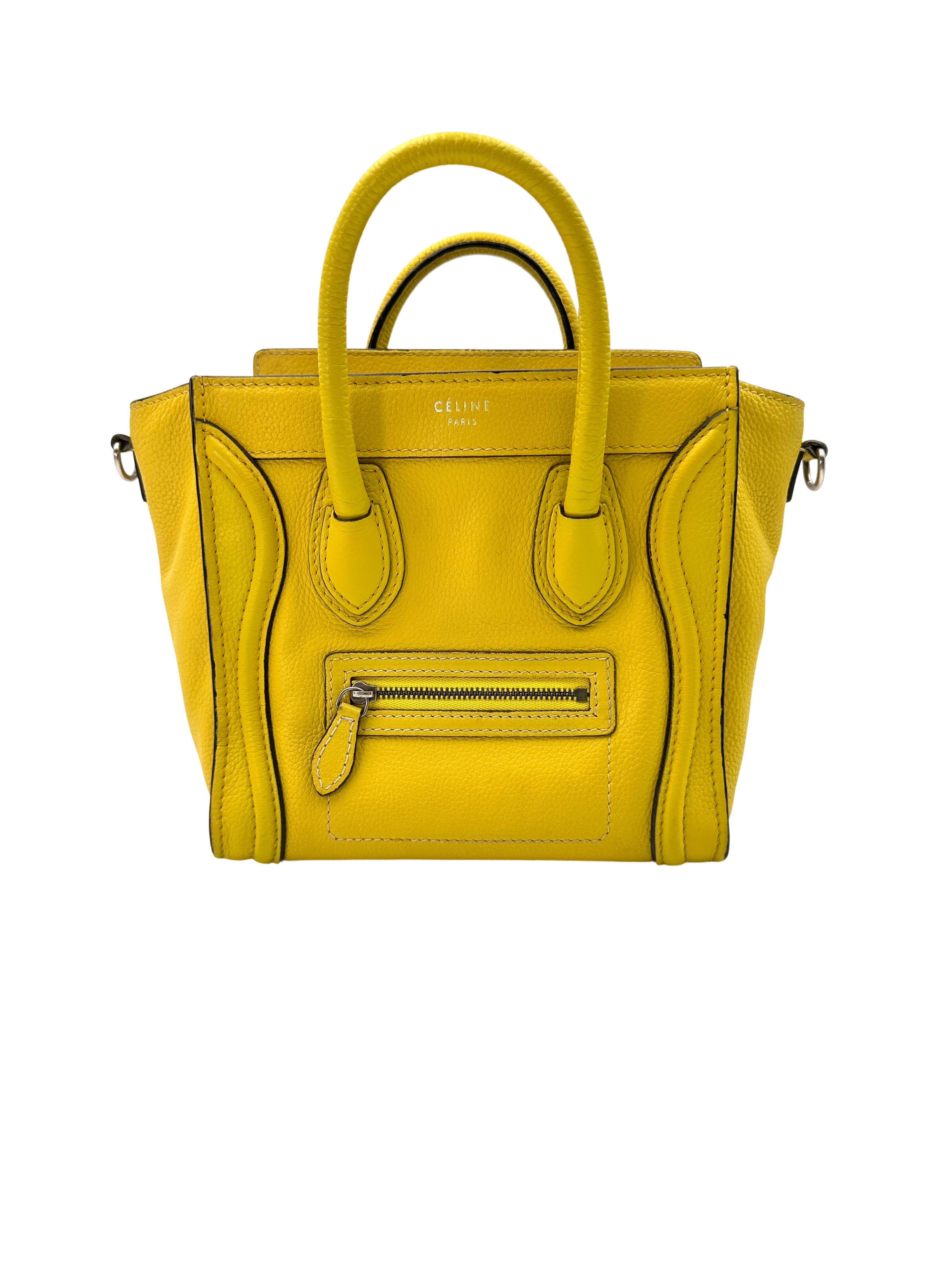 Celine Luggage Yellow Leather Handle Bag CE159