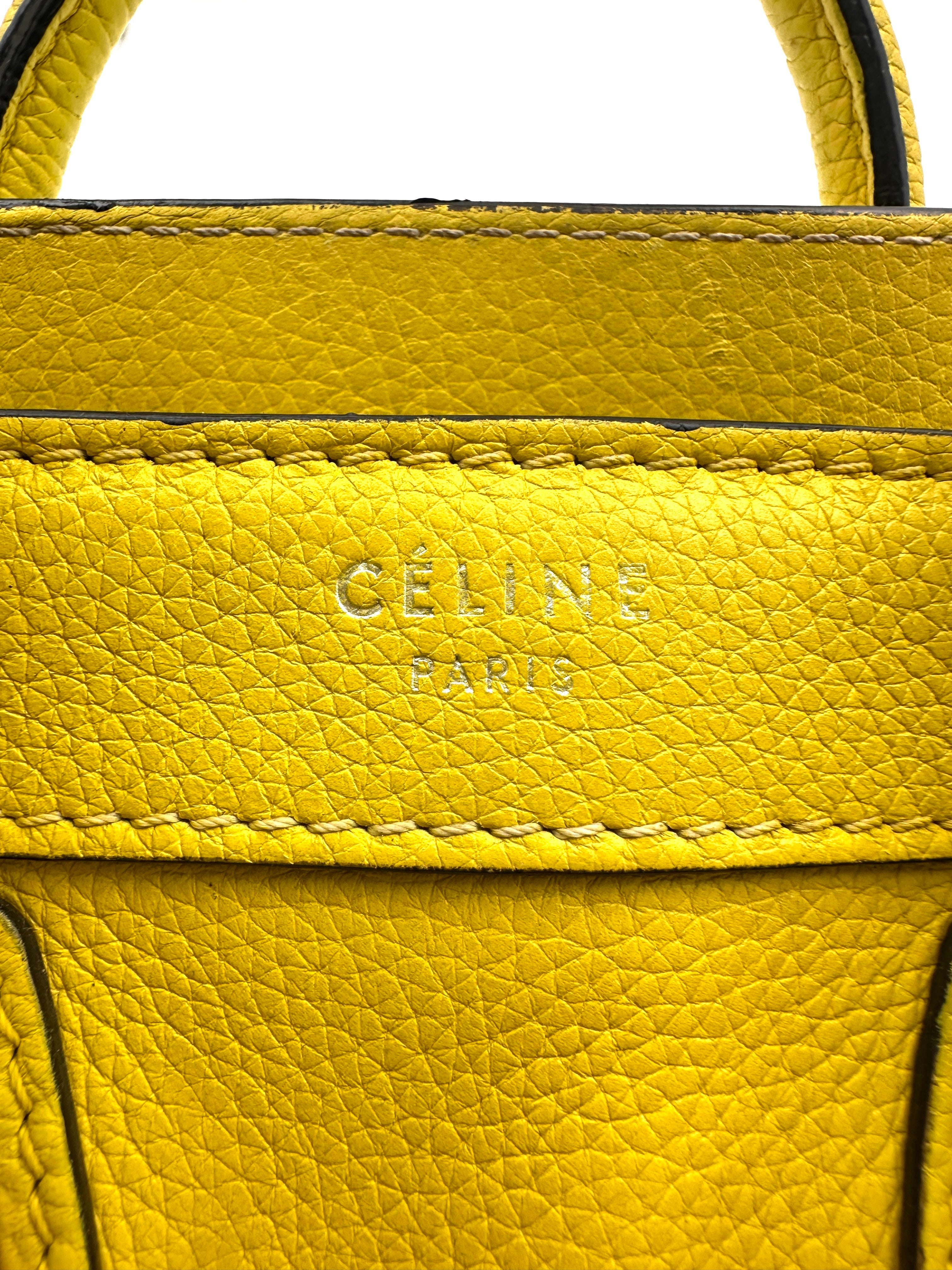 Celine Luggage Yellow Leather Handle Bag CE159
