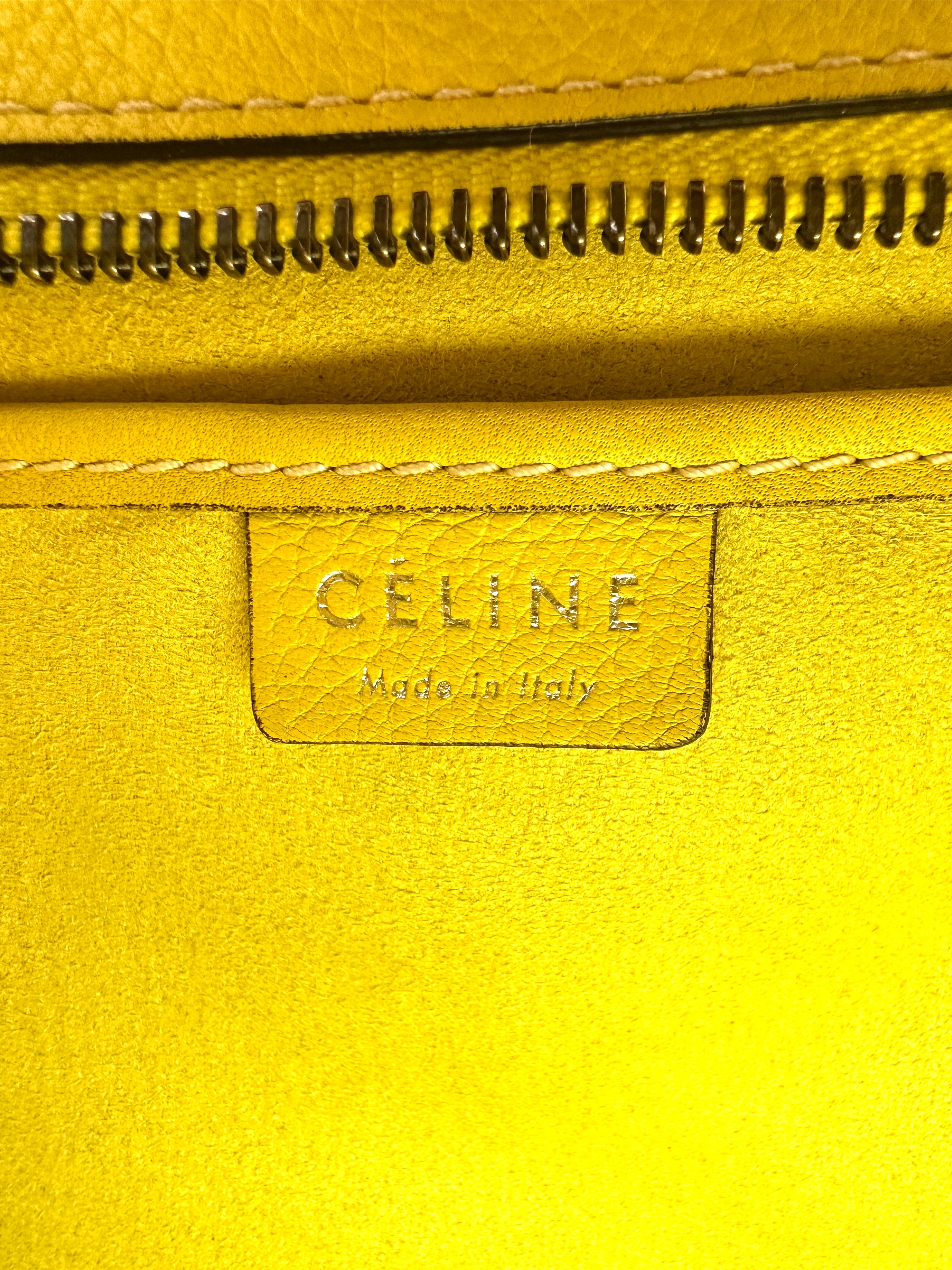 Celine Luggage Yellow Leather Handle Bag CE159