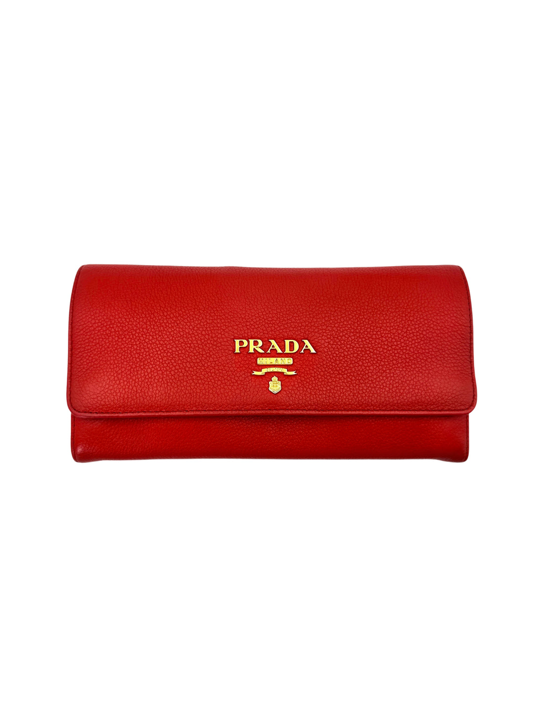 Prada Red Leather Wallet On Chain With Gold Hardware PR307