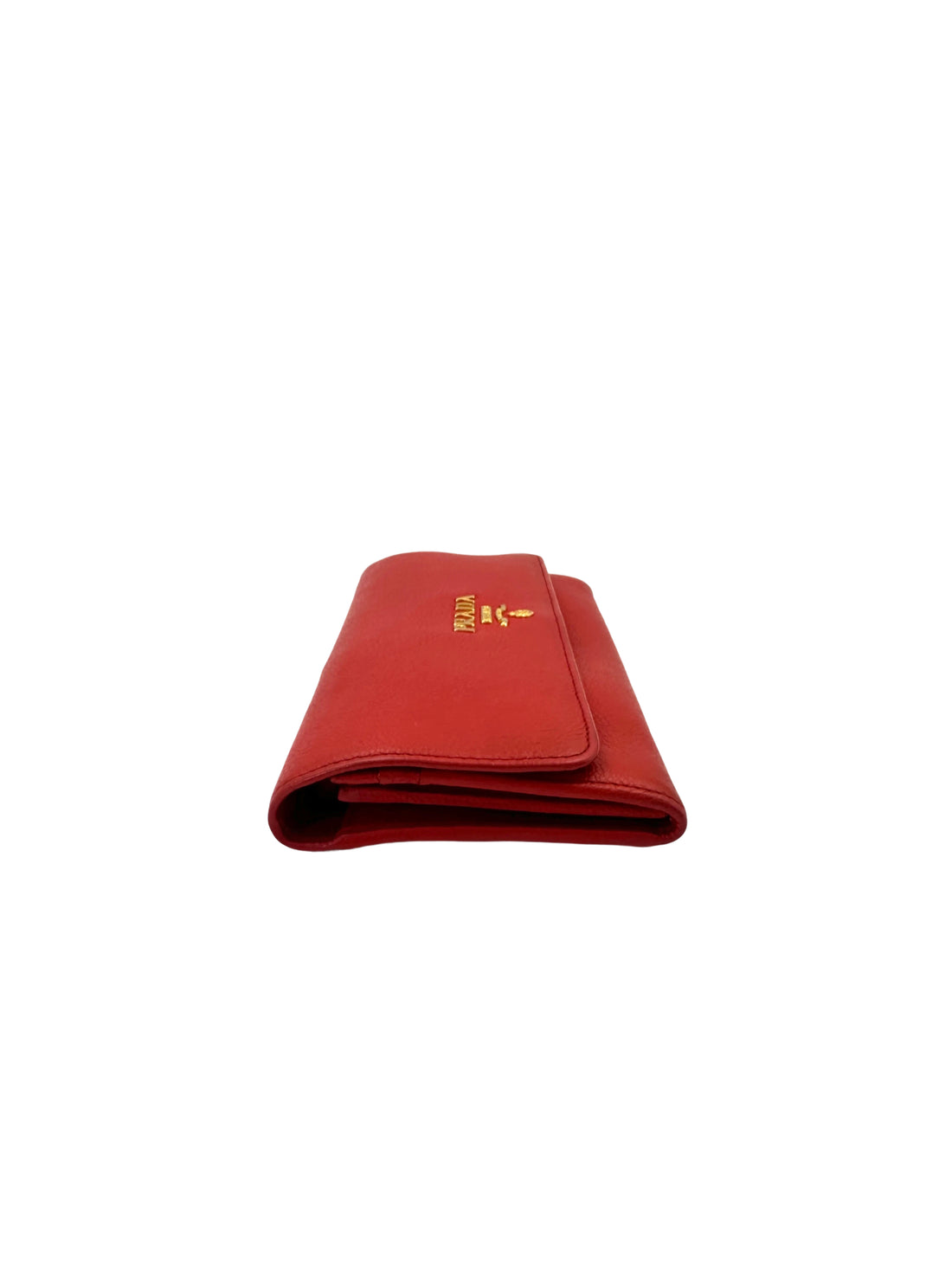 Prada Red Leather Wallet On Chain With Gold Hardware PR307