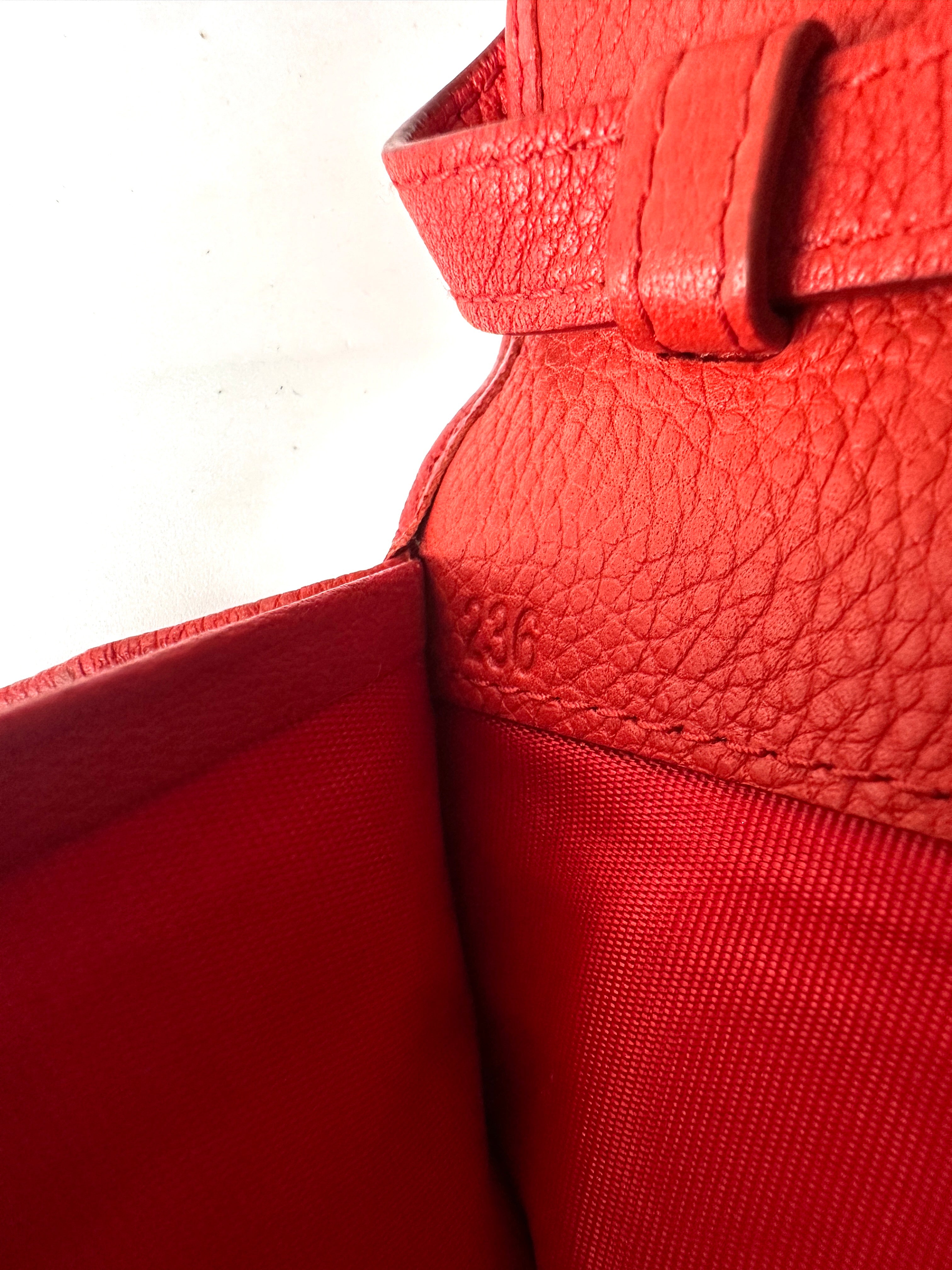 Prada Red Leather Wallet On Chain With Gold Hardware PR307
