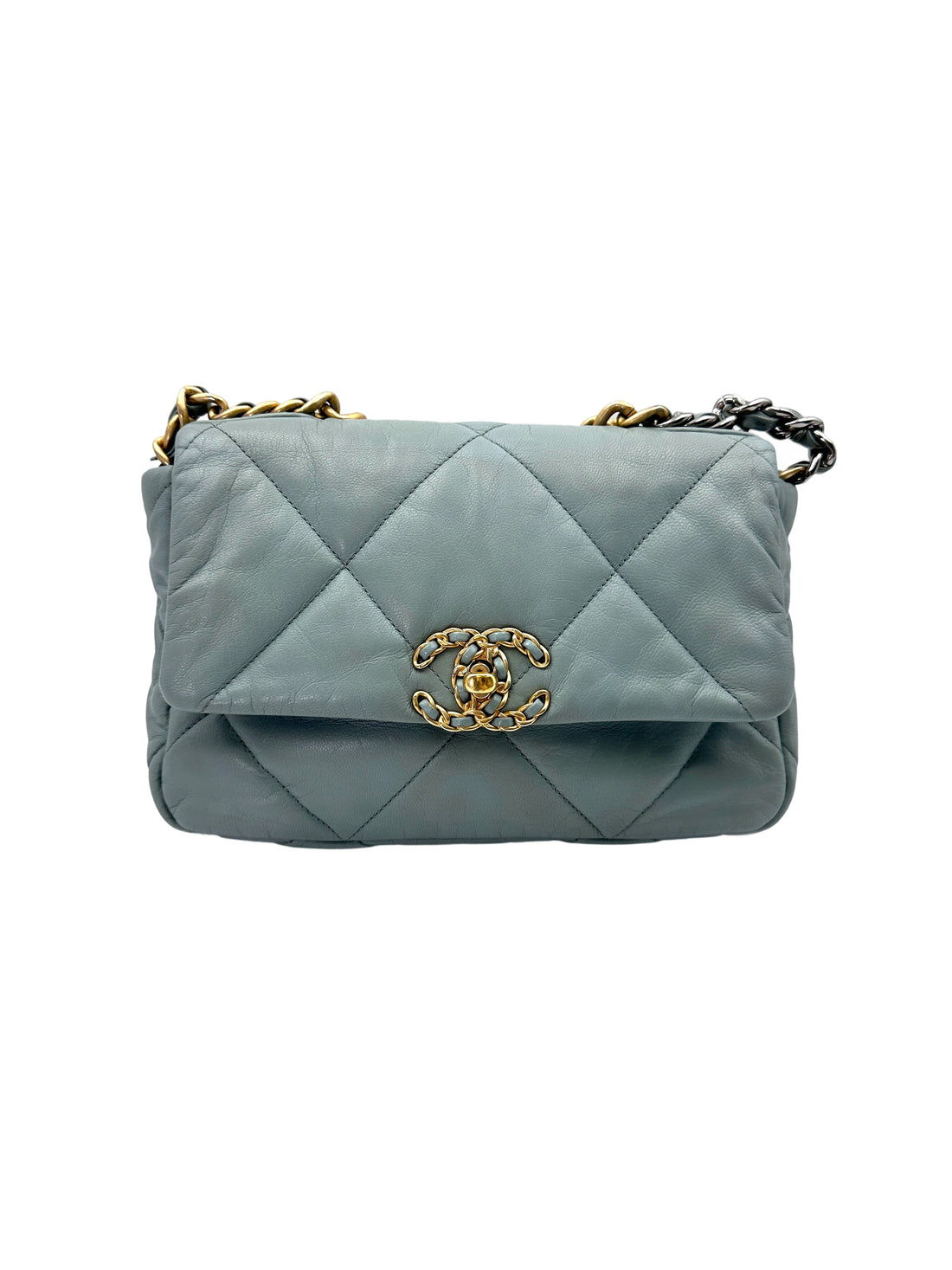 Chanel 19Bag Light Blue Quilted Leather Flap Bag With Gold Hardware(30***16) CC1886