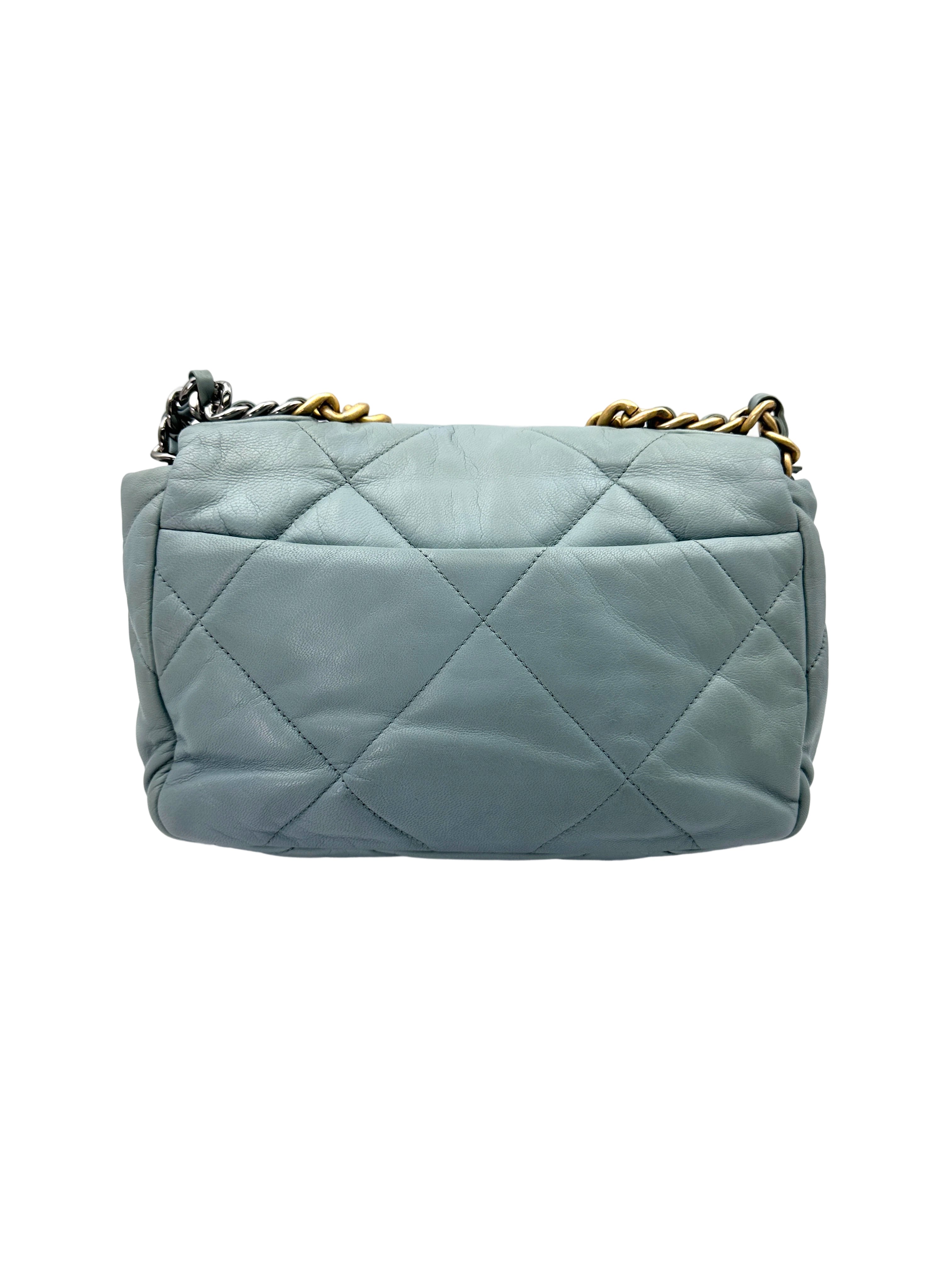 Chanel 19Bag Light Blue Quilted Leather Flap Bag With Gold Hardware(30***16) CC1886
