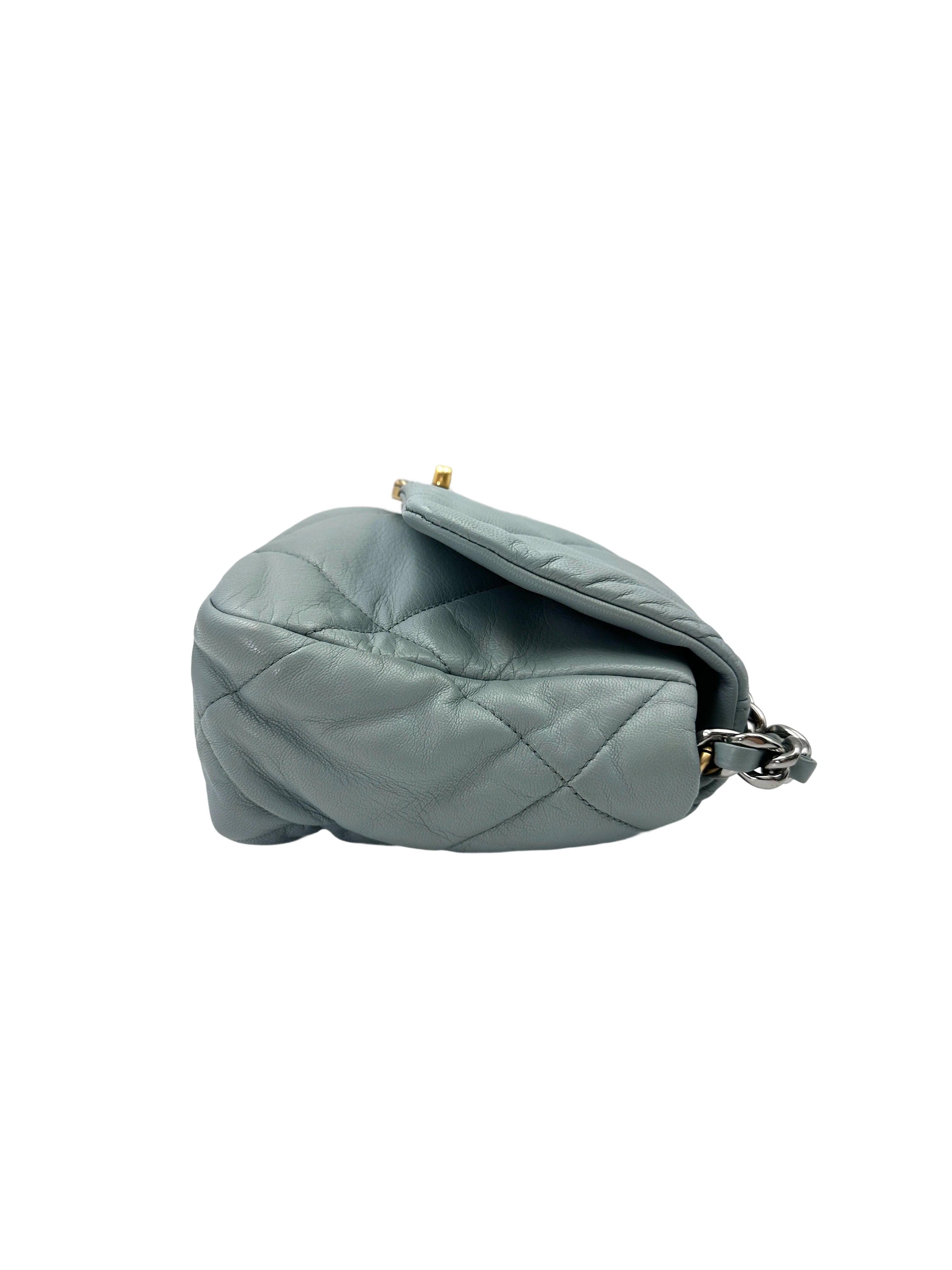 Chanel 19Bag Light Blue Quilted Leather Flap Bag With Gold Hardware(30***16) CC1886