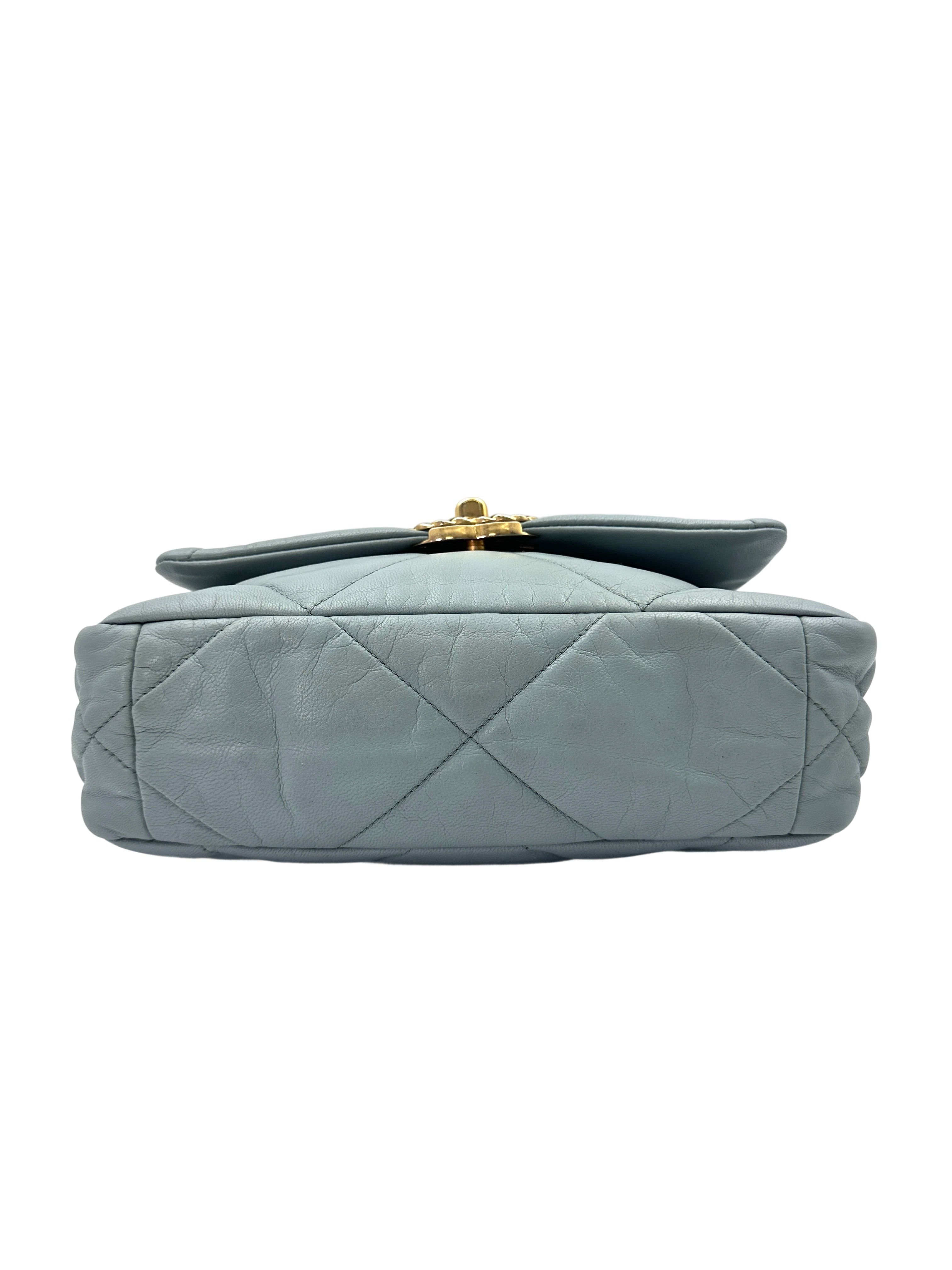 Chanel 19Bag Light Blue Quilted Leather Flap Bag With Gold Hardware(30***16) CC1886