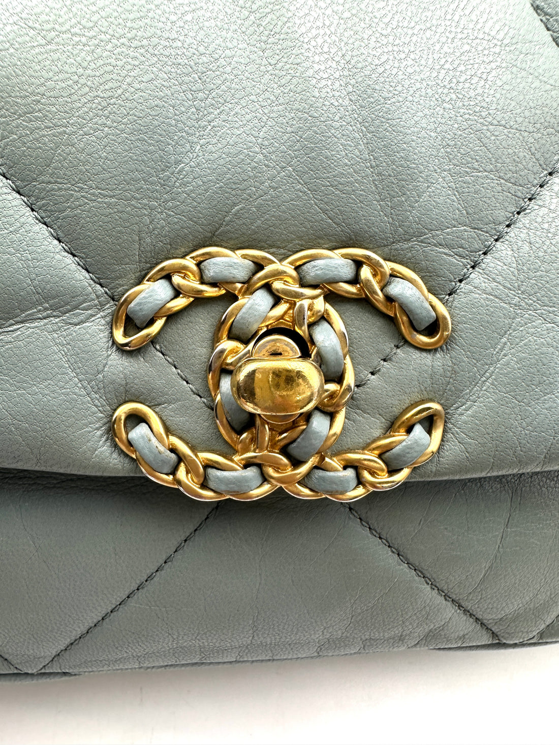 Chanel 19Bag Light Blue Quilted Leather Flap Bag With Gold Hardware(30***16) CC1886