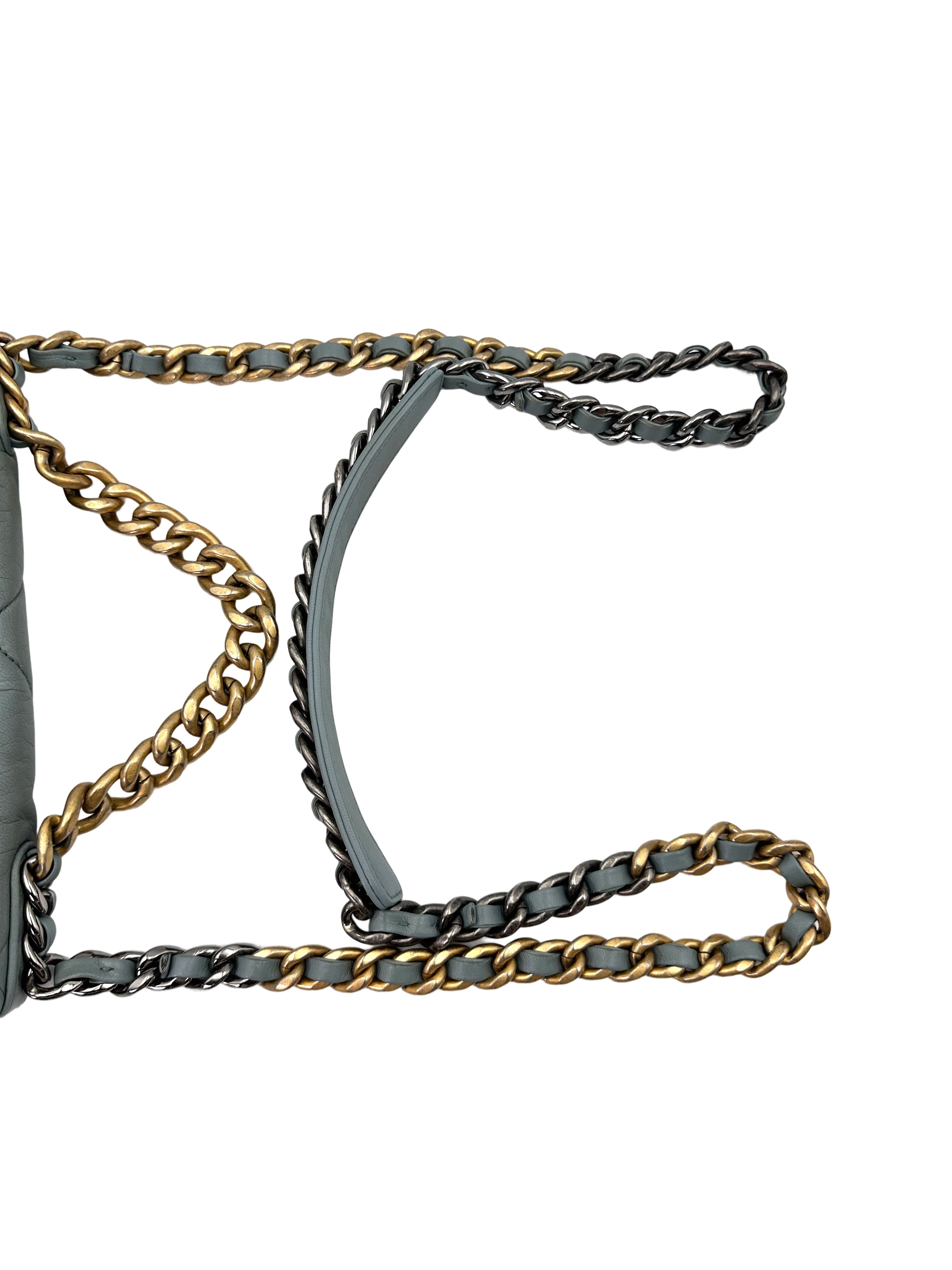 Chanel 19Bag Light Blue Quilted Leather Flap Bag With Gold Hardware(30***16) CC1886