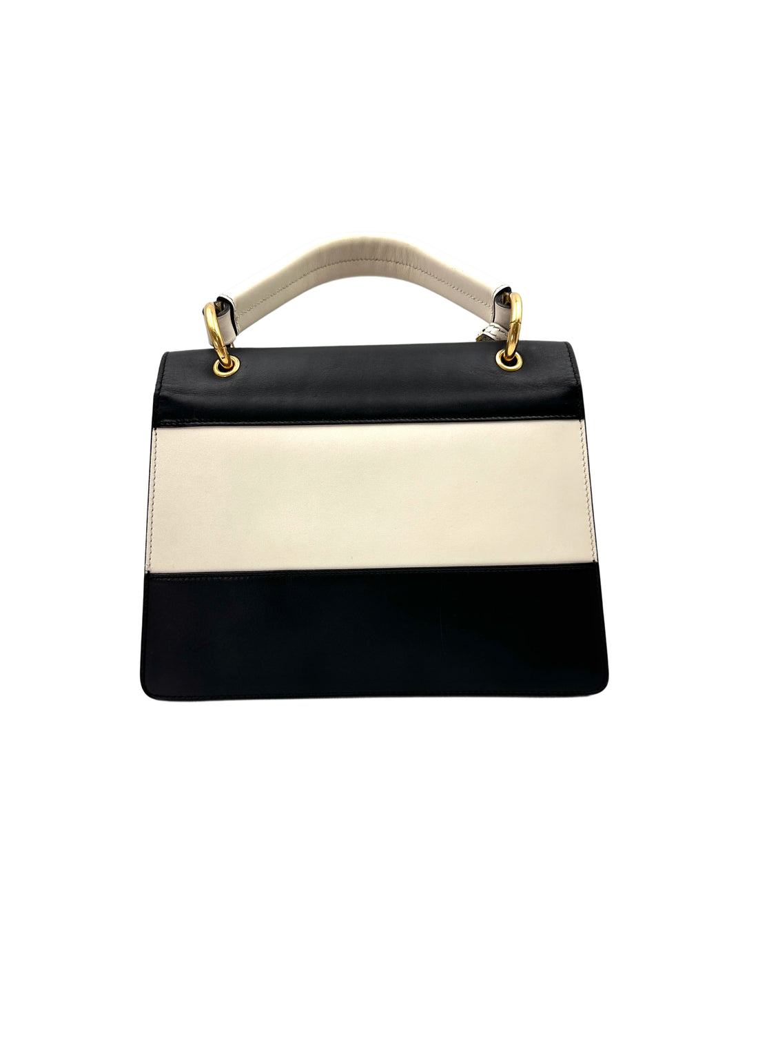 Gucci Queen Margaret Bee Black/White Leather Top Handle Bag GG913