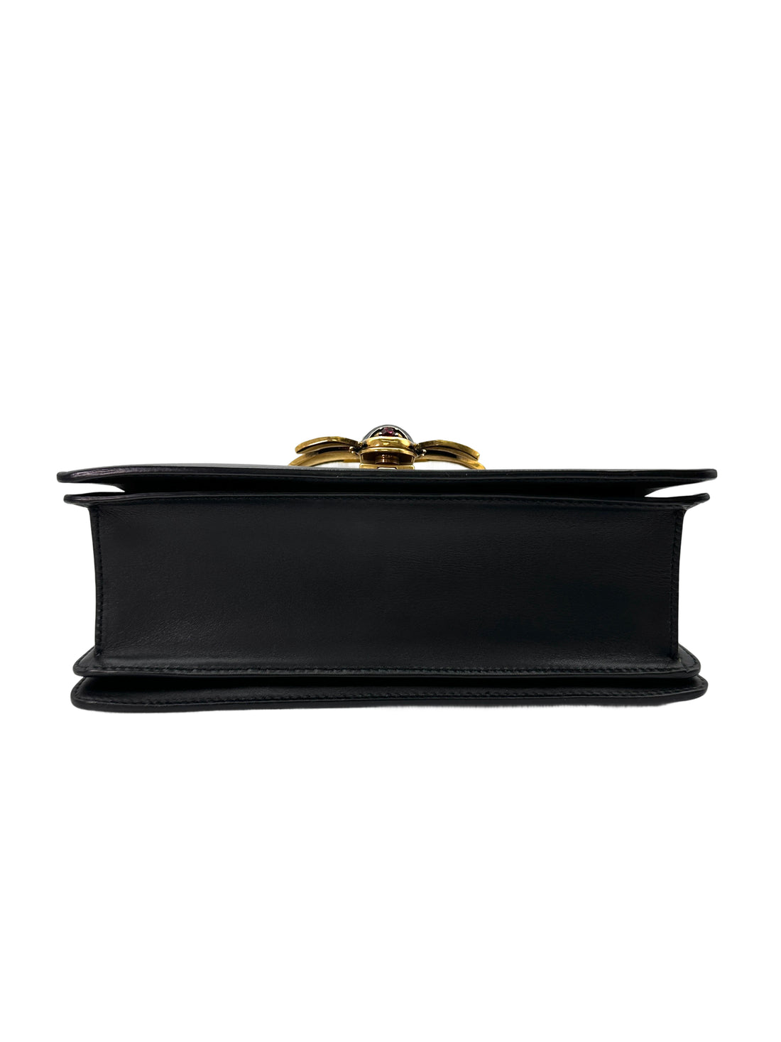 Gucci Queen Margaret Bee Black/White Leather Top Handle Bag GG913