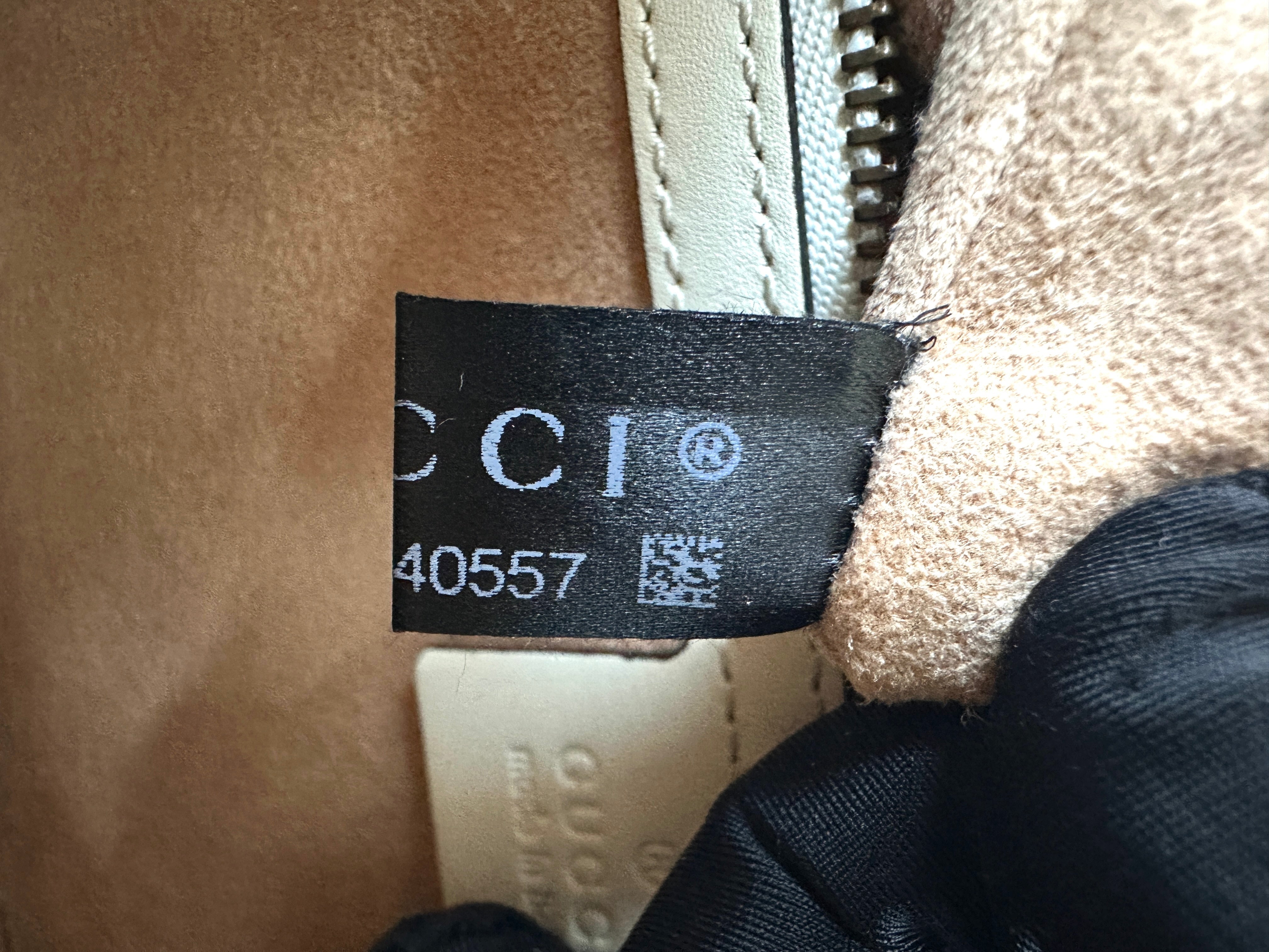 Gucci Queen Margaret Bee Black/White Leather Top Handle Bag GG913