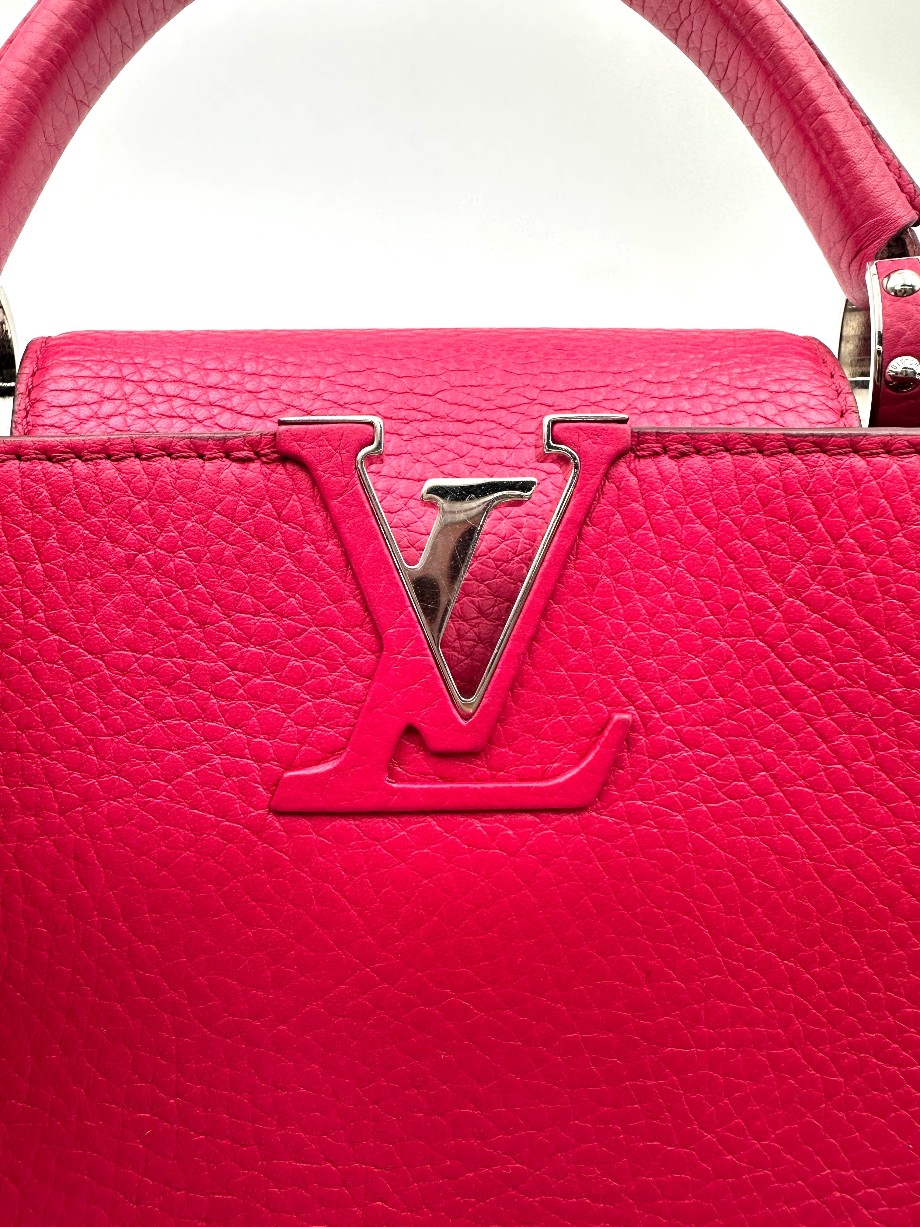 Louis Vuitton Capucines Red Leather Handle Bag LV2607