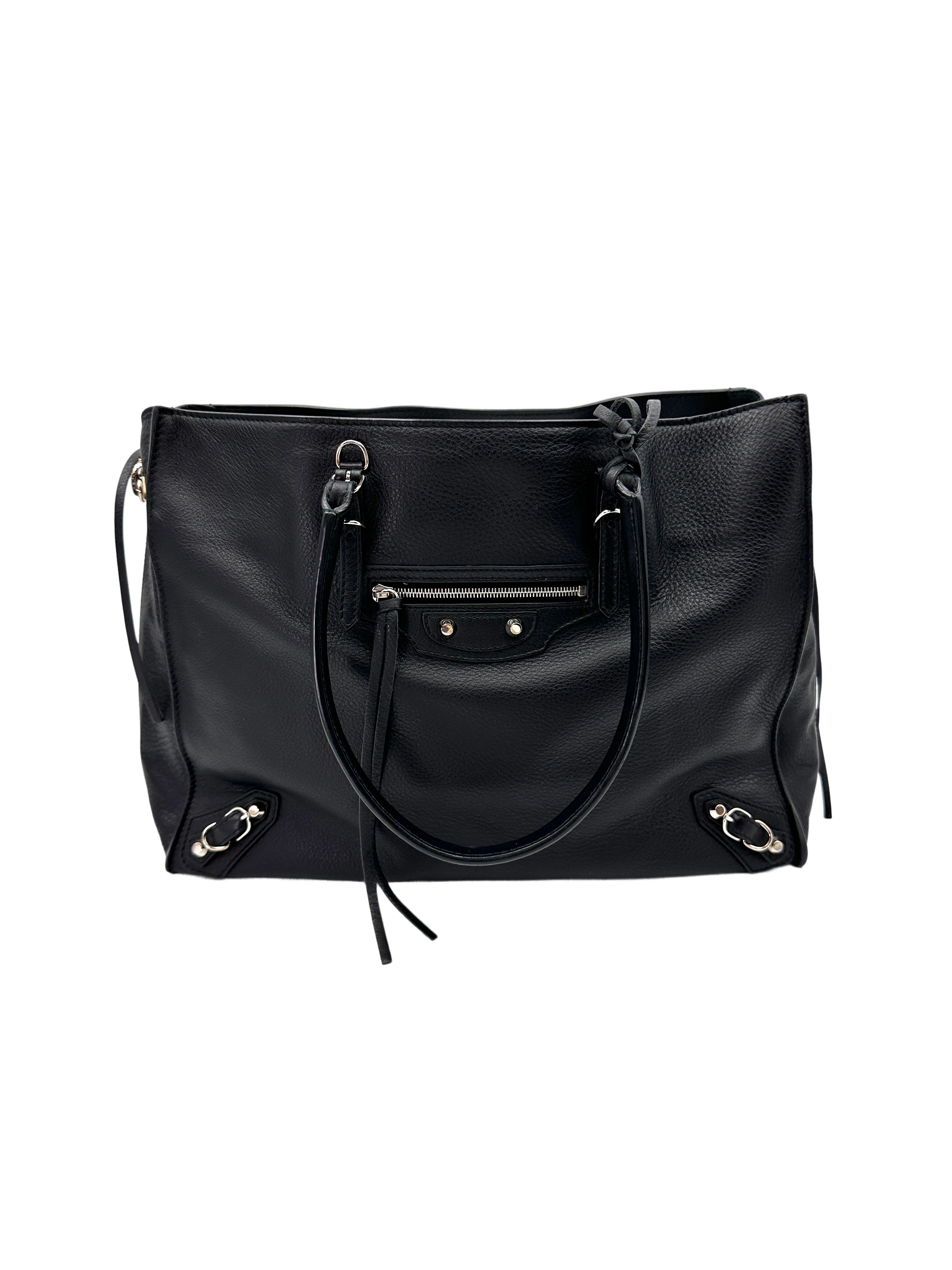 Balenciaga Papier Black Leather Tote Handle Bag BB70