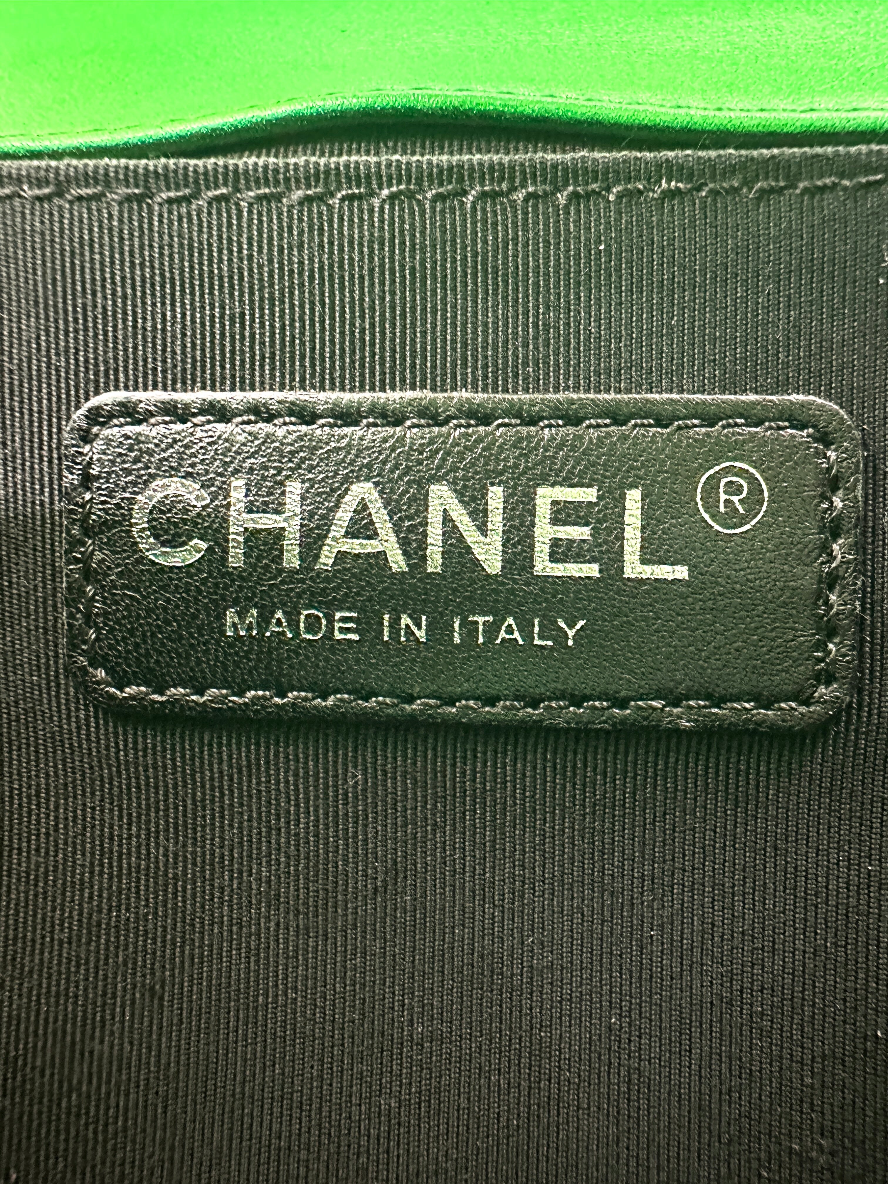 Chanel LeBoy Metallic Green Quilted Leather Flap Bag With Silver Buckle(19***30) CC1885