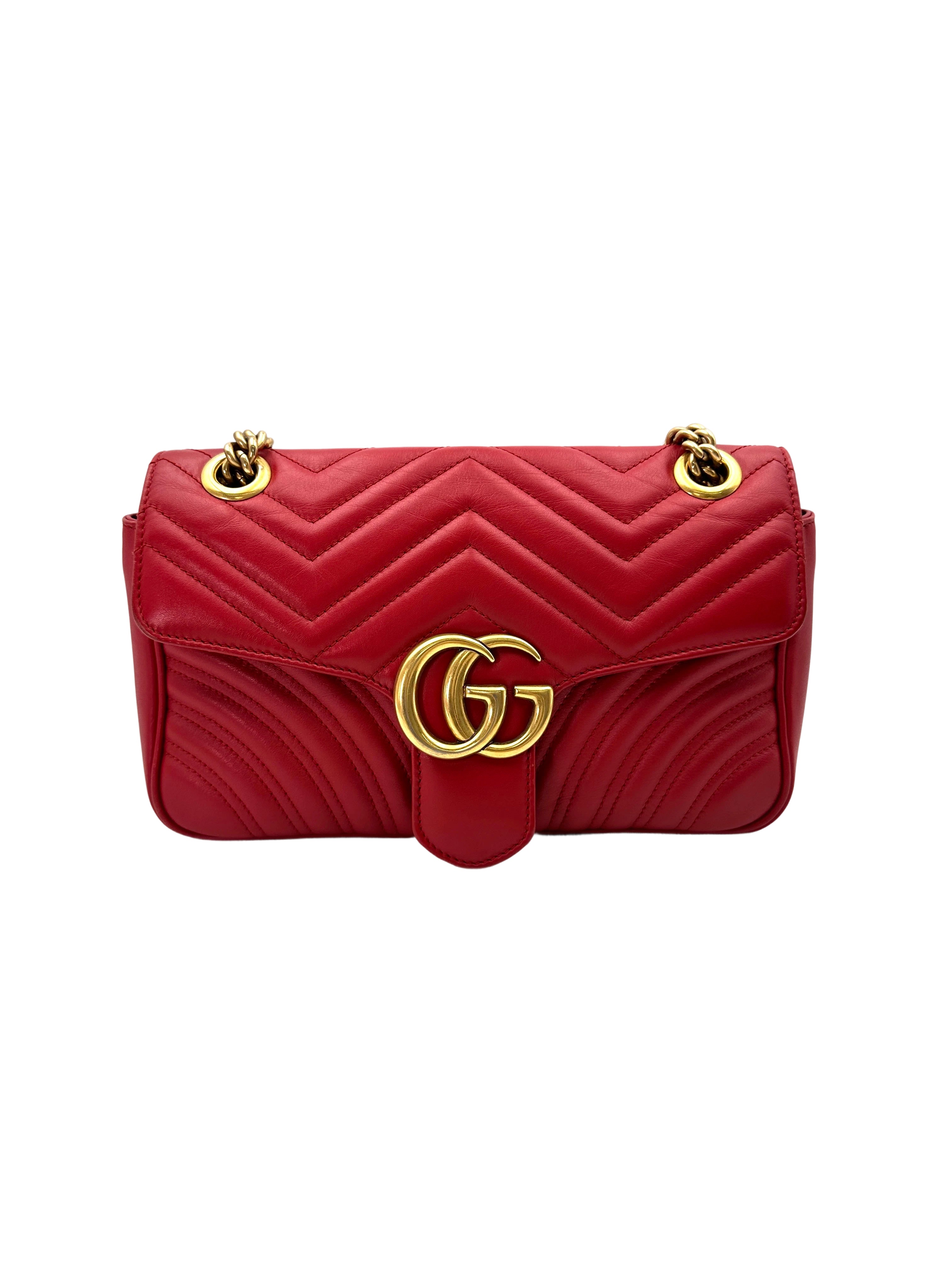 Gucci GG Marmont Red Matelasse Leather Flap Bag GG921