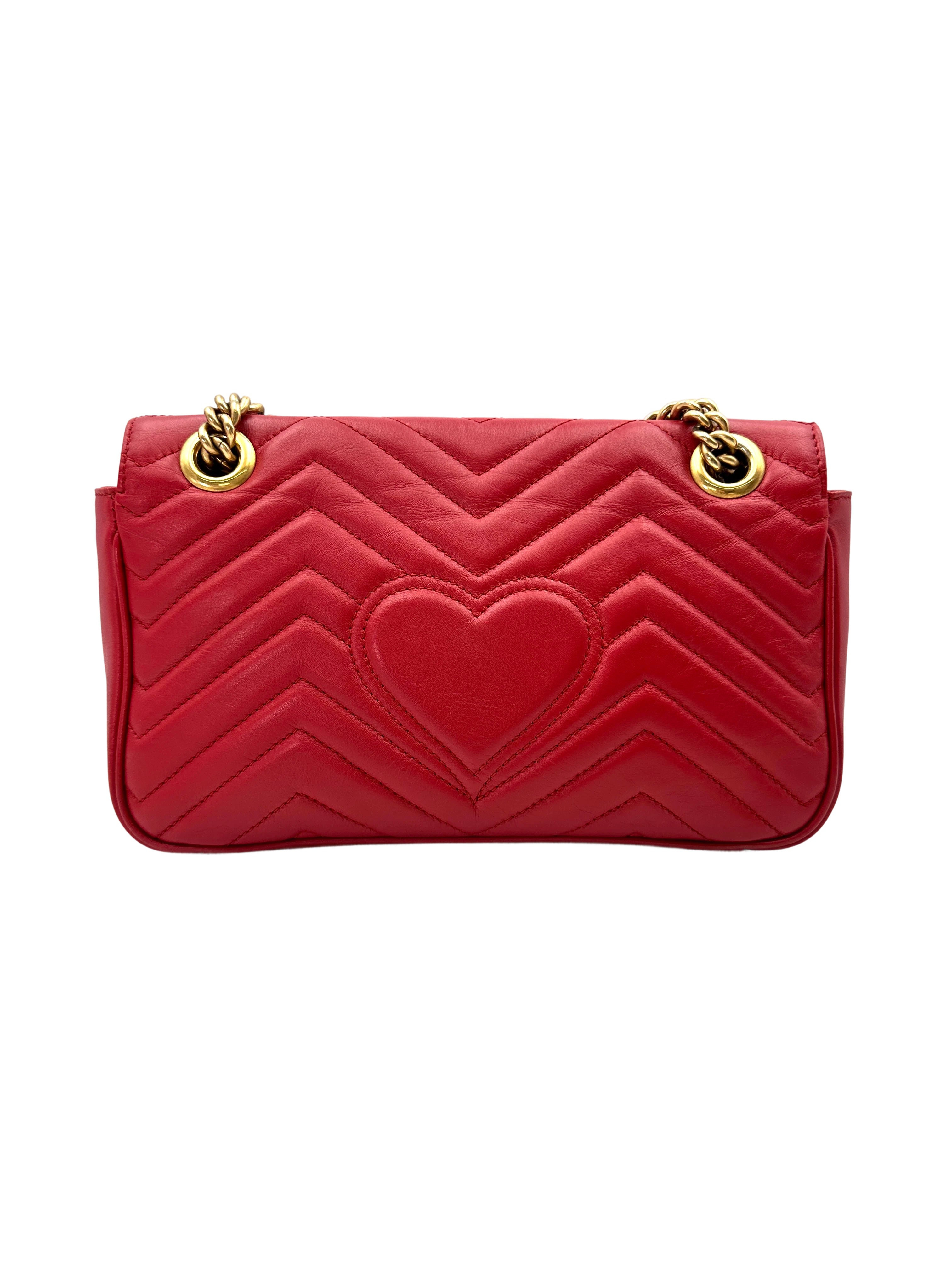 Gucci GG Marmont Red Matelasse Leather Flap Bag GG921