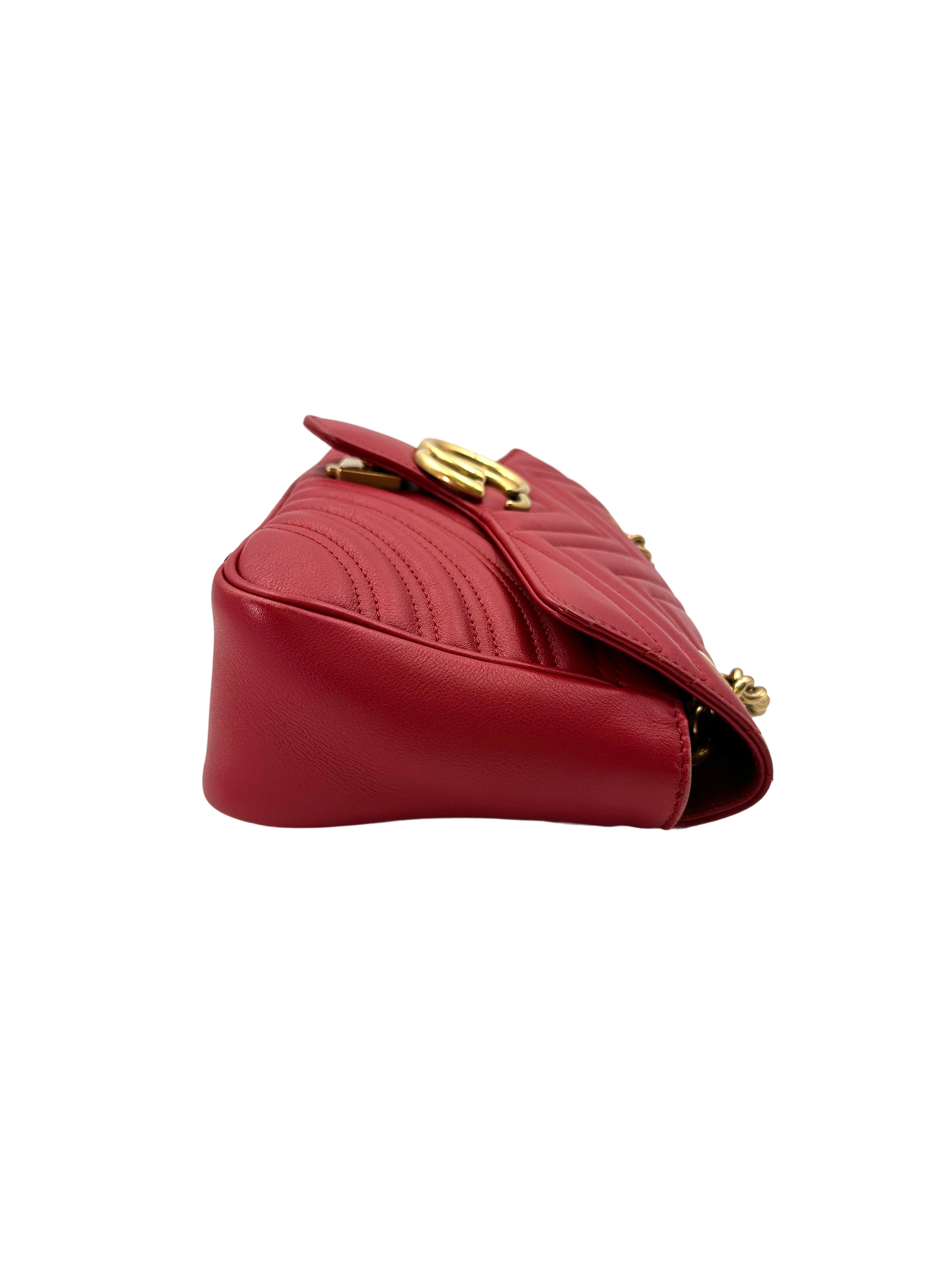 Gucci GG Marmont Red Matelasse Leather Flap Bag GG921