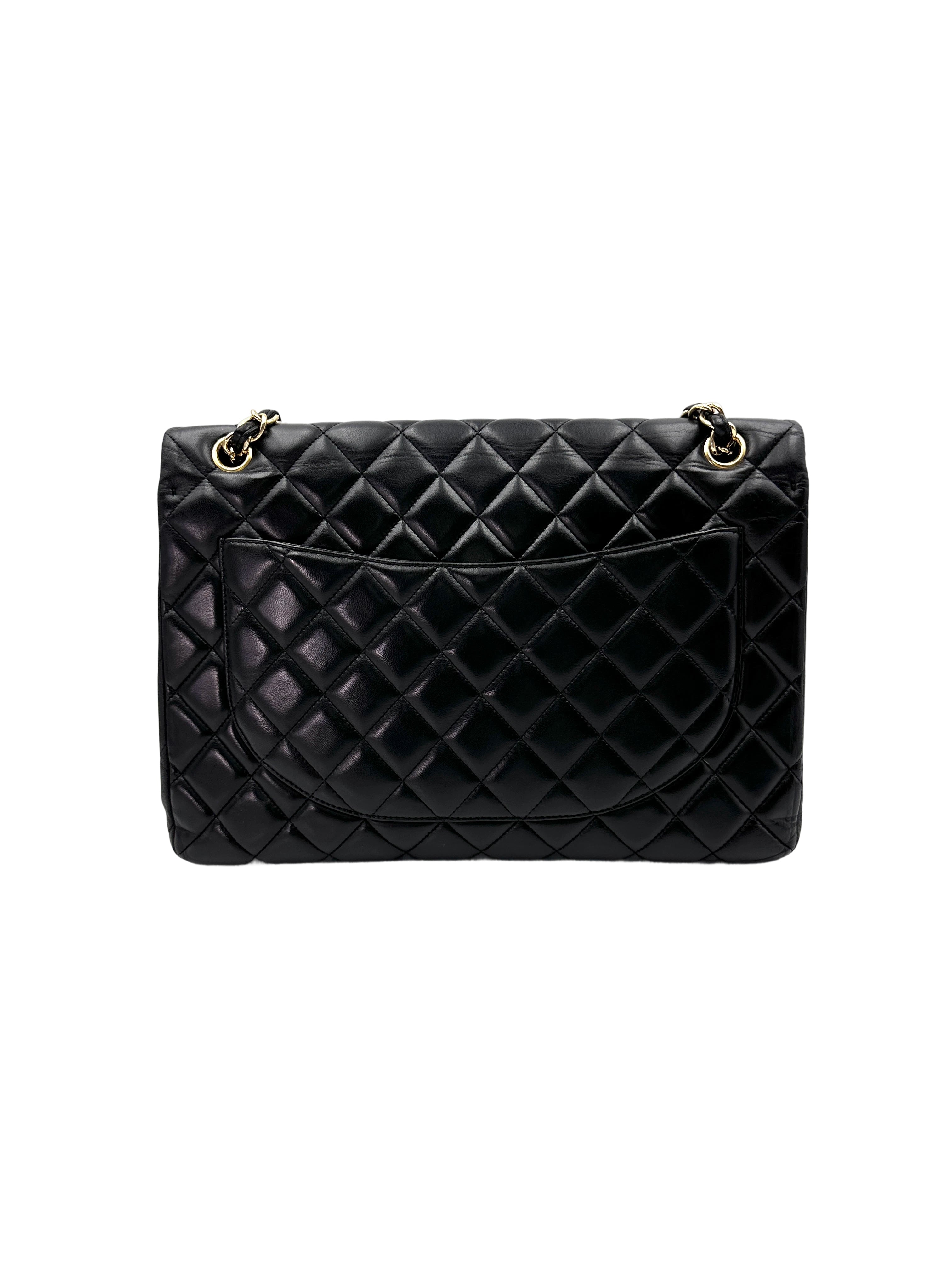 Chanel Black Quilted Lambskin Maxi Shoulder Bag With Gold Buckle(13***60) CC1887