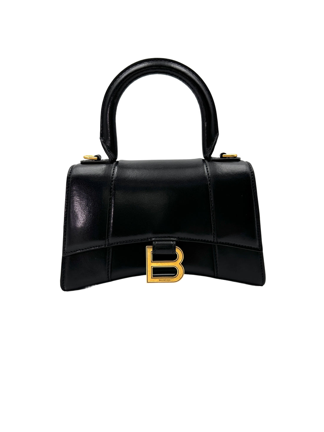 Balenciaga Hourglass Black Leather Shoulder Bag BB68