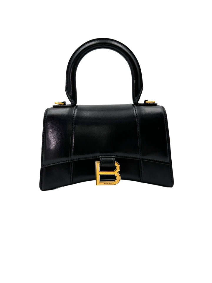 Balenciaga Hourglass Black Leather Shoulder Bag BB68