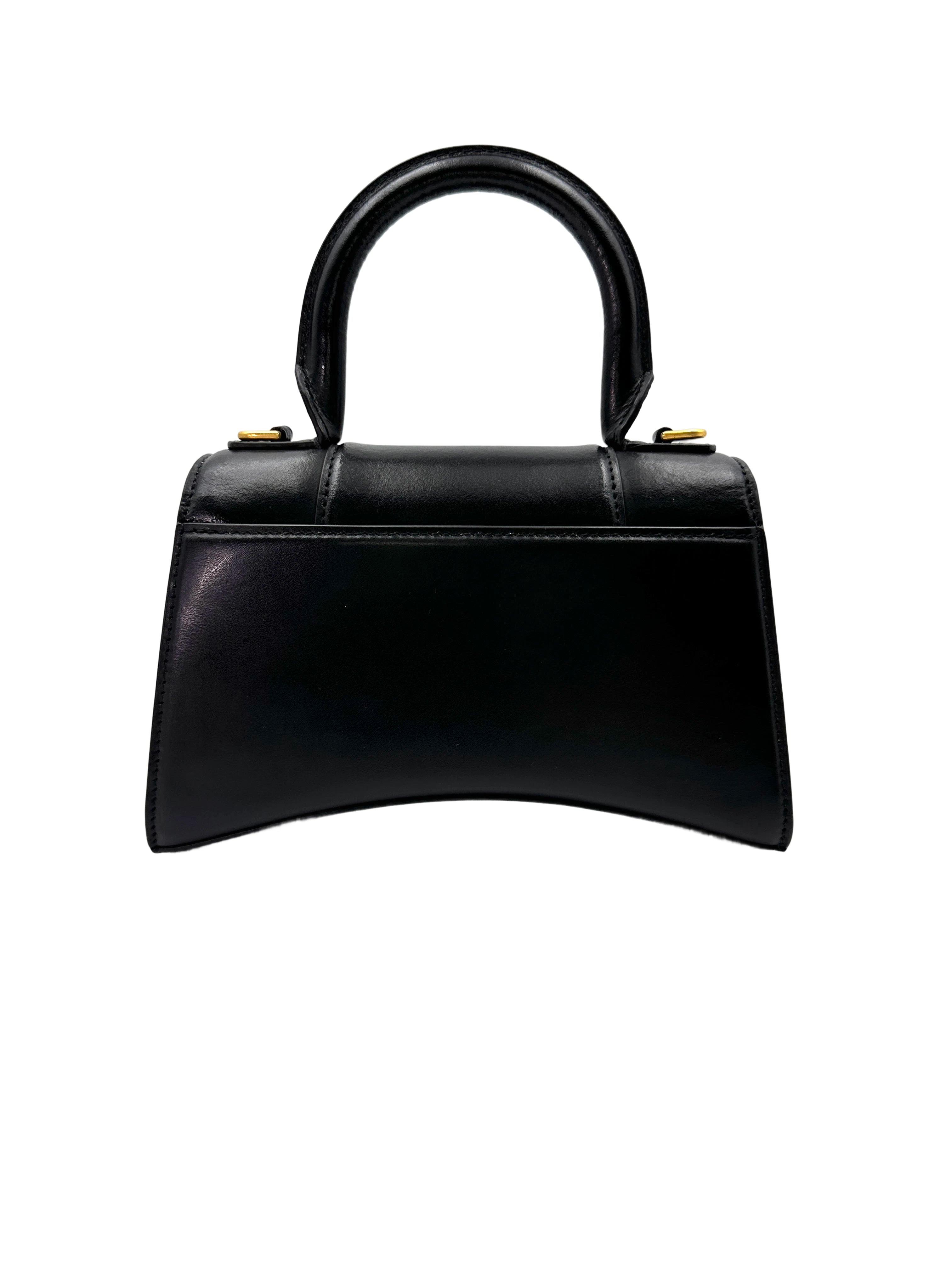 Balenciaga Hourglass Black Leather Shoulder Bag BB68