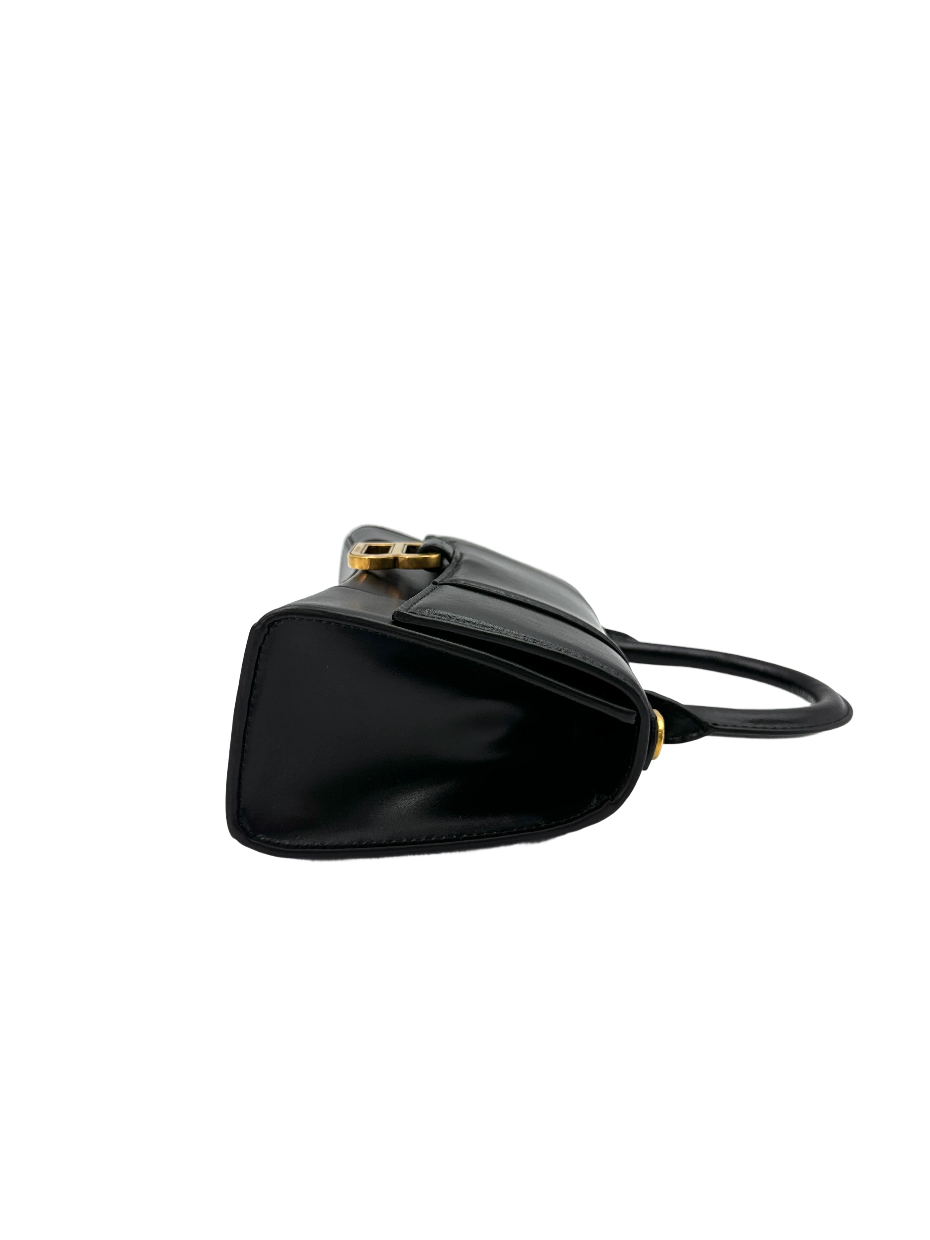 Balenciaga Hourglass Black Leather Shoulder Bag BB68