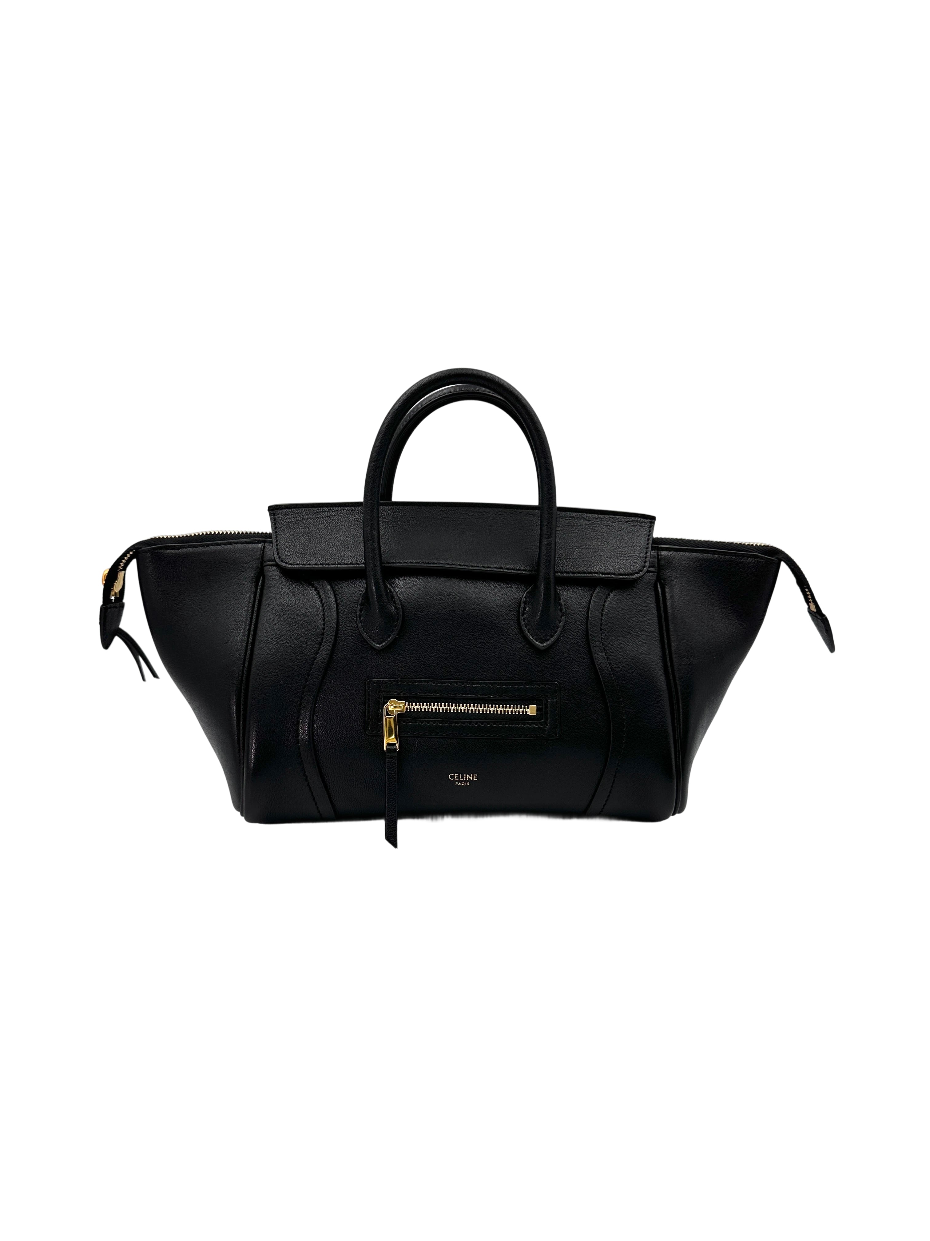 Celine Luggage Black Leather Handle Bag CE158
