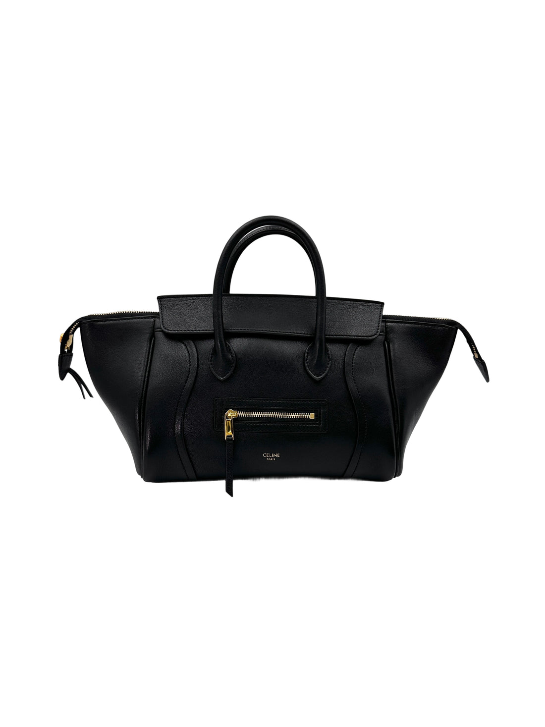 Celine Luggage Black Leather Tote Handle Bag CEQ