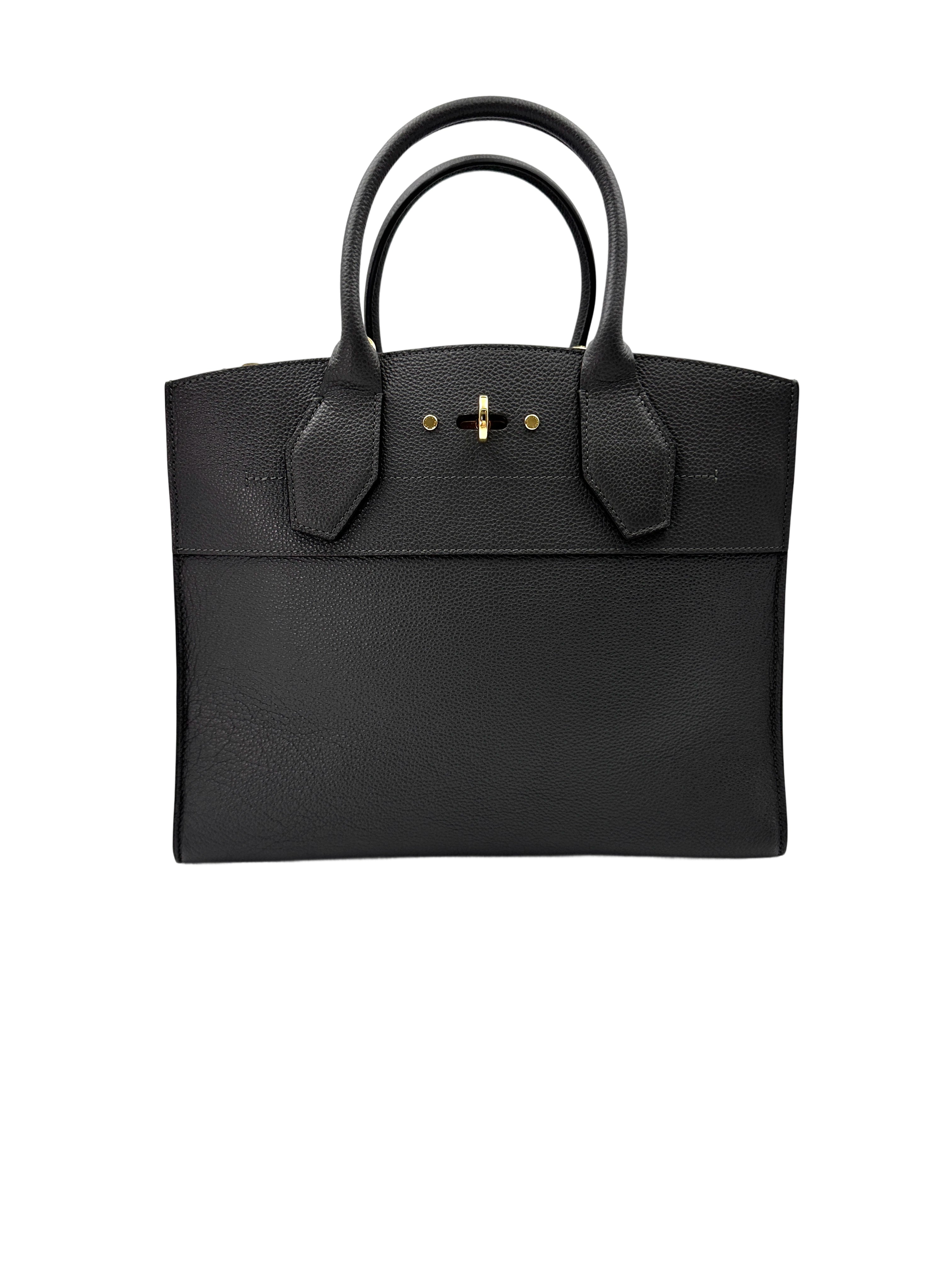 Louis Vuitton City Steamer Black Grained Leather Handle Bag LV2617