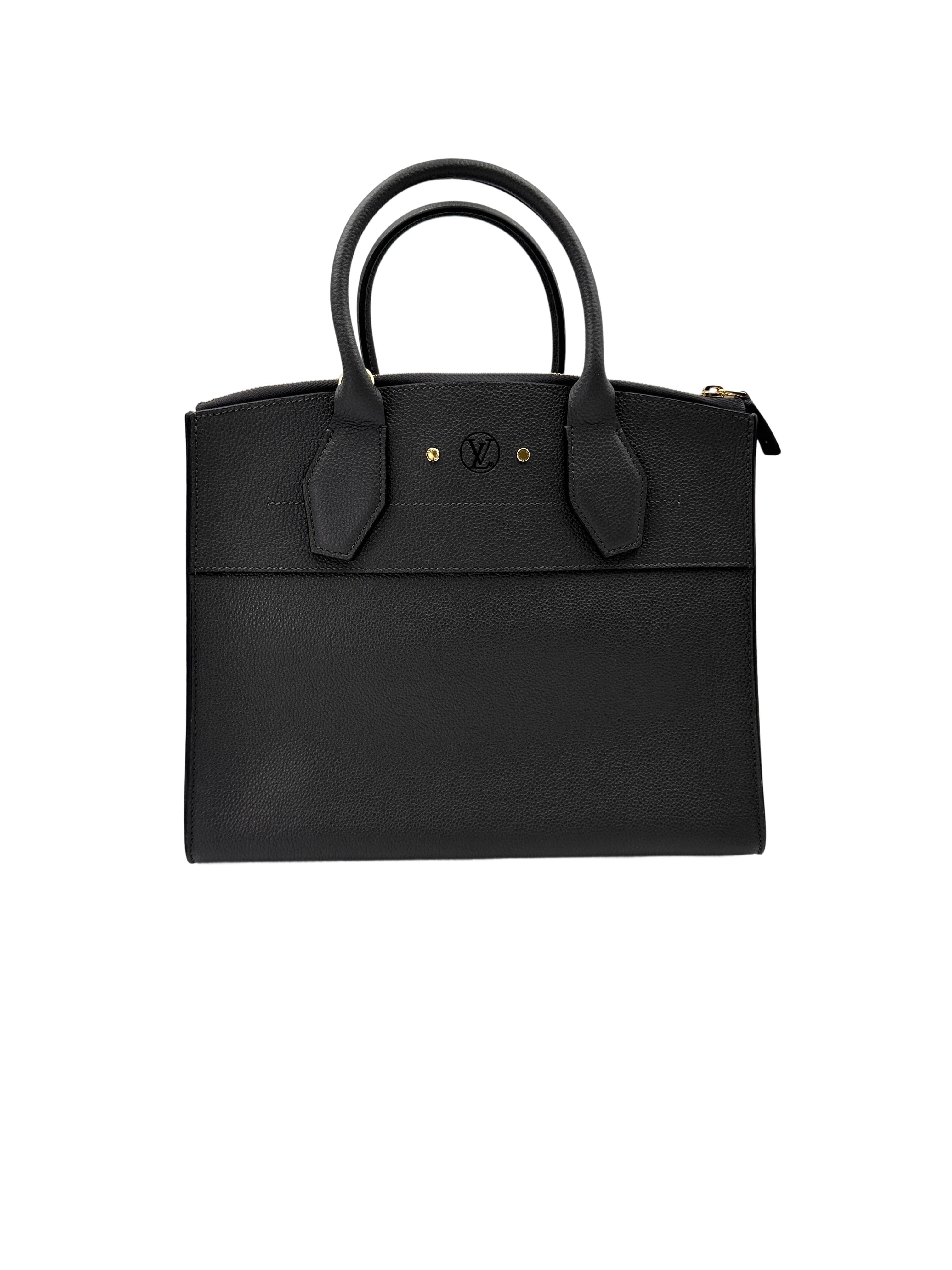 Louis Vuitton City Steamer Black Grained Leather Handle Bag LV2617