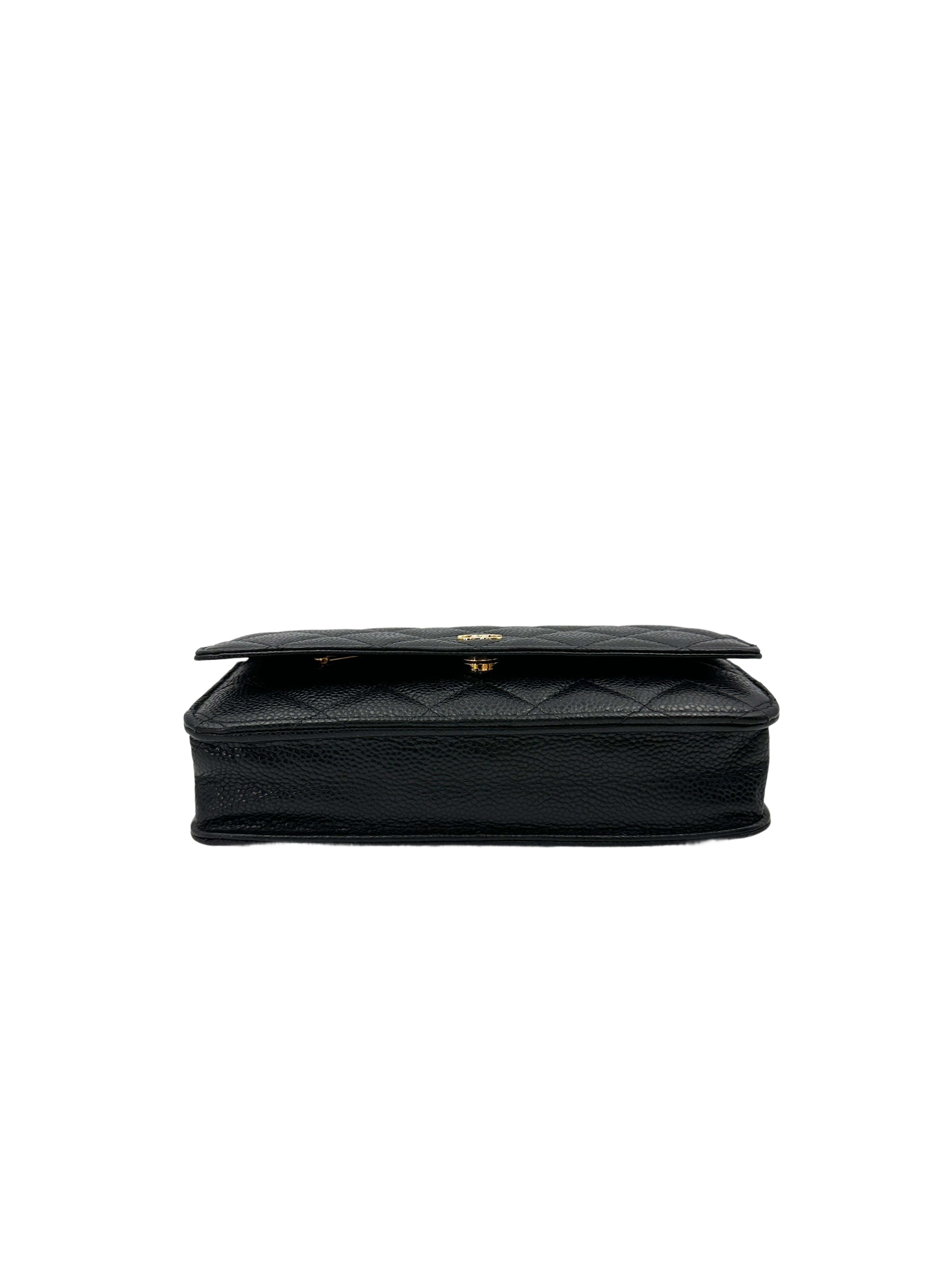 Chanel Black Quilted Calfskin Wallet On Chain With Gold Buckle(PG***TC) IRIS212