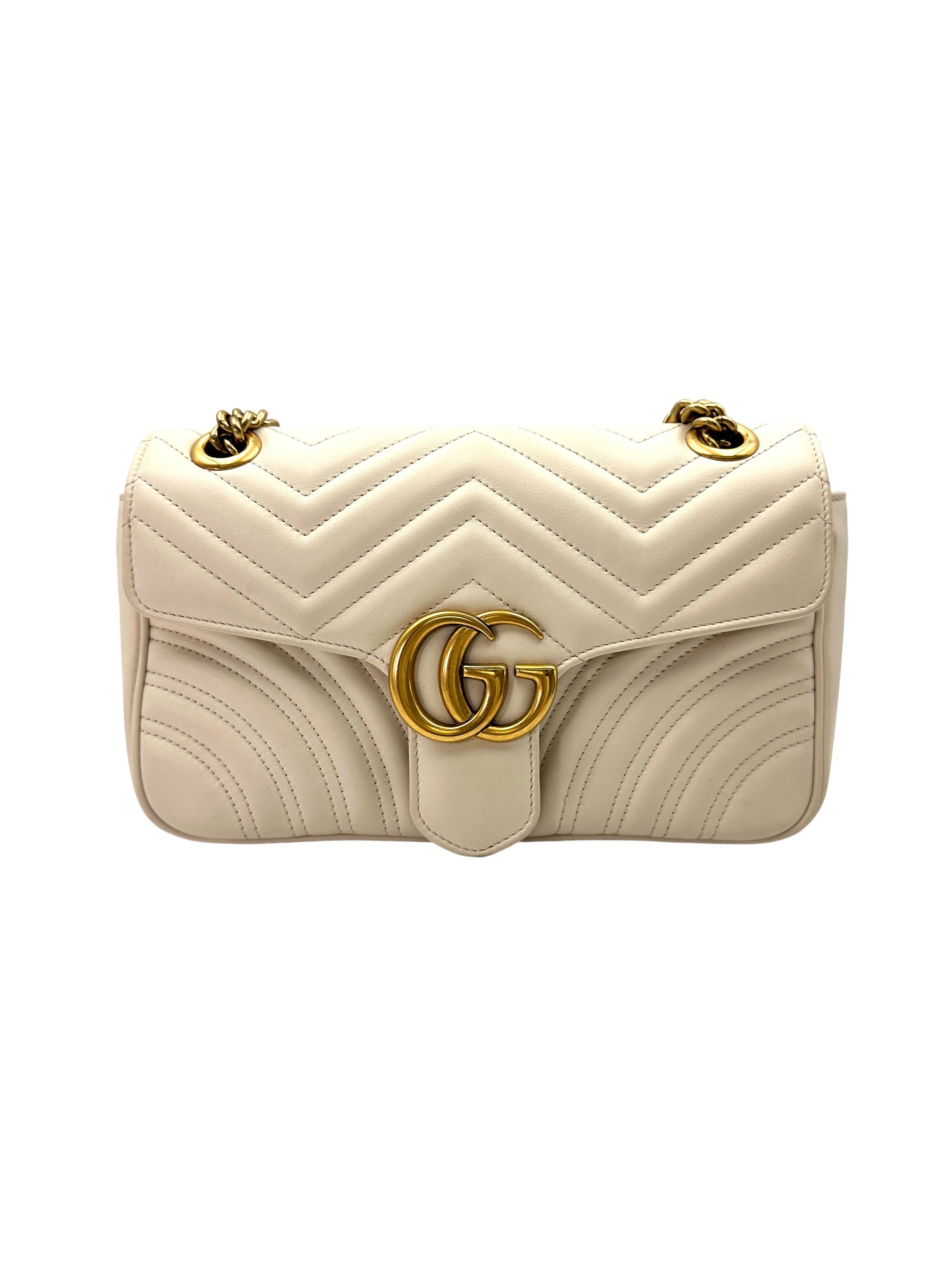 Gucci GG Marmont White Matelasse Leather Shoulder Bag GG920