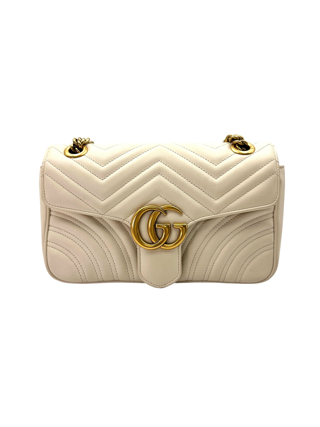 Gucci GG Marmont White Matelasse Leather Shoulder Bag GG920