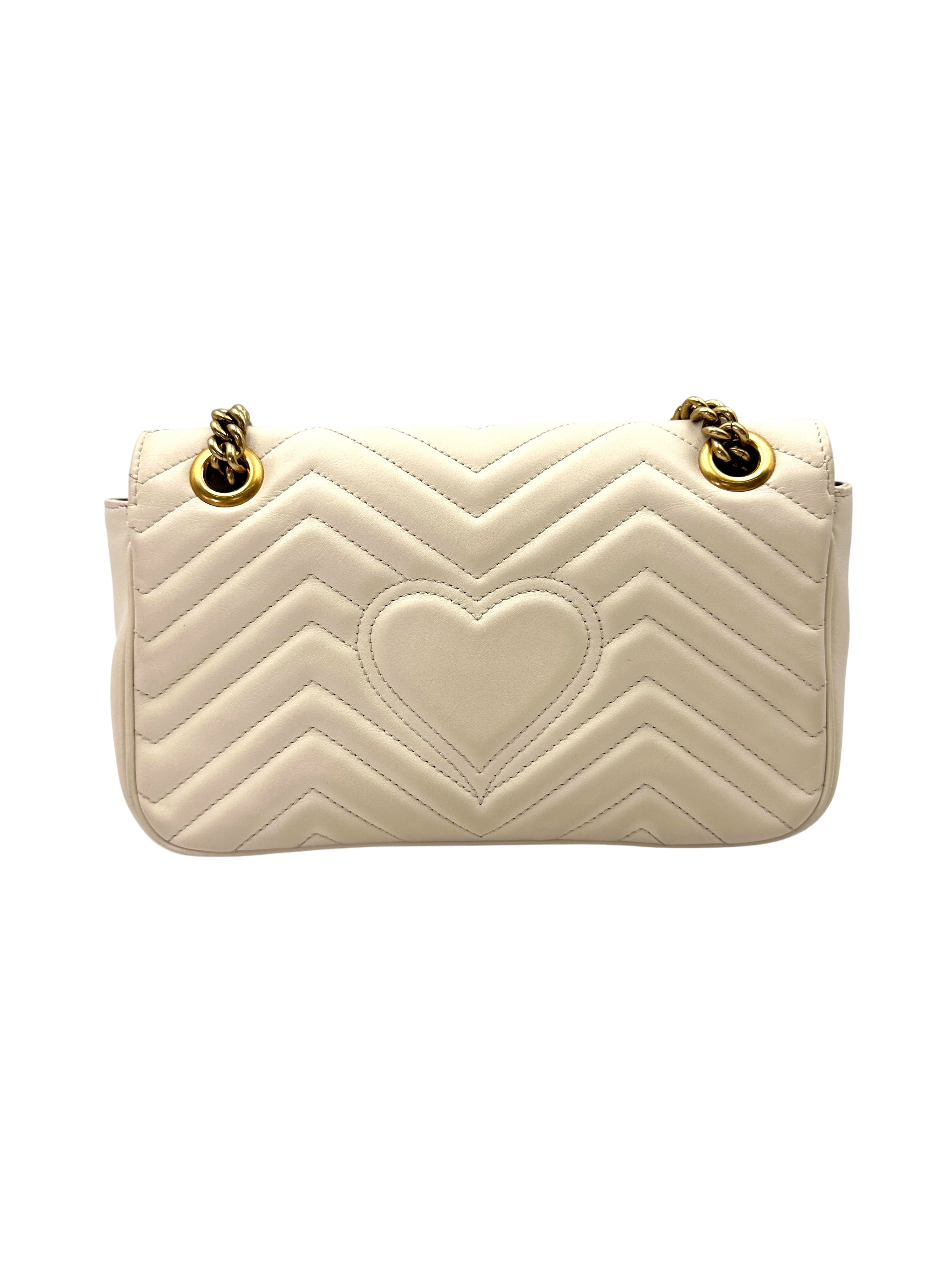 Gucci GG Marmont White Matelasse Leather Shoulder Bag GG920