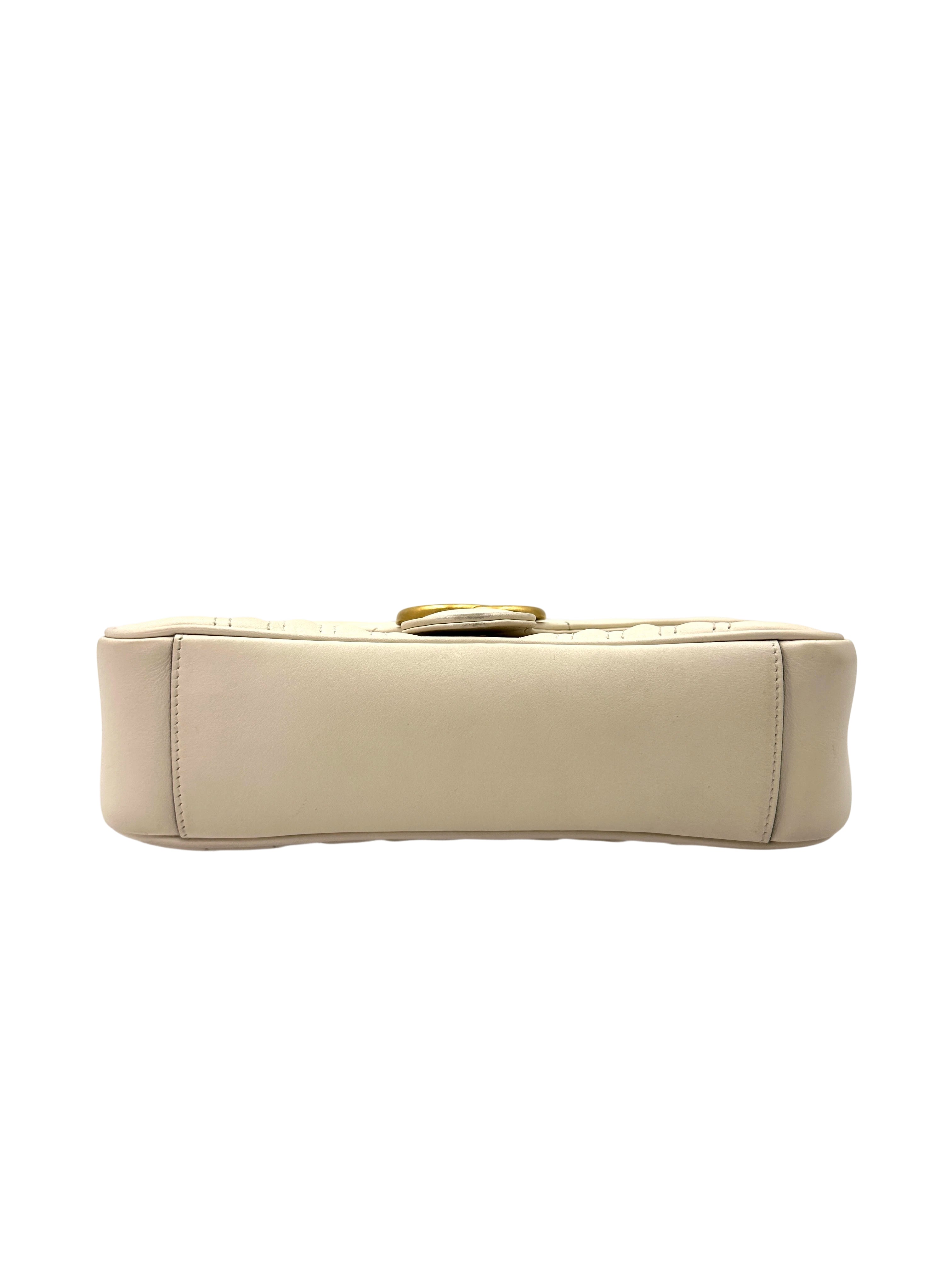 Gucci GG Marmont White Matelasse Leather Shoulder Bag GG920