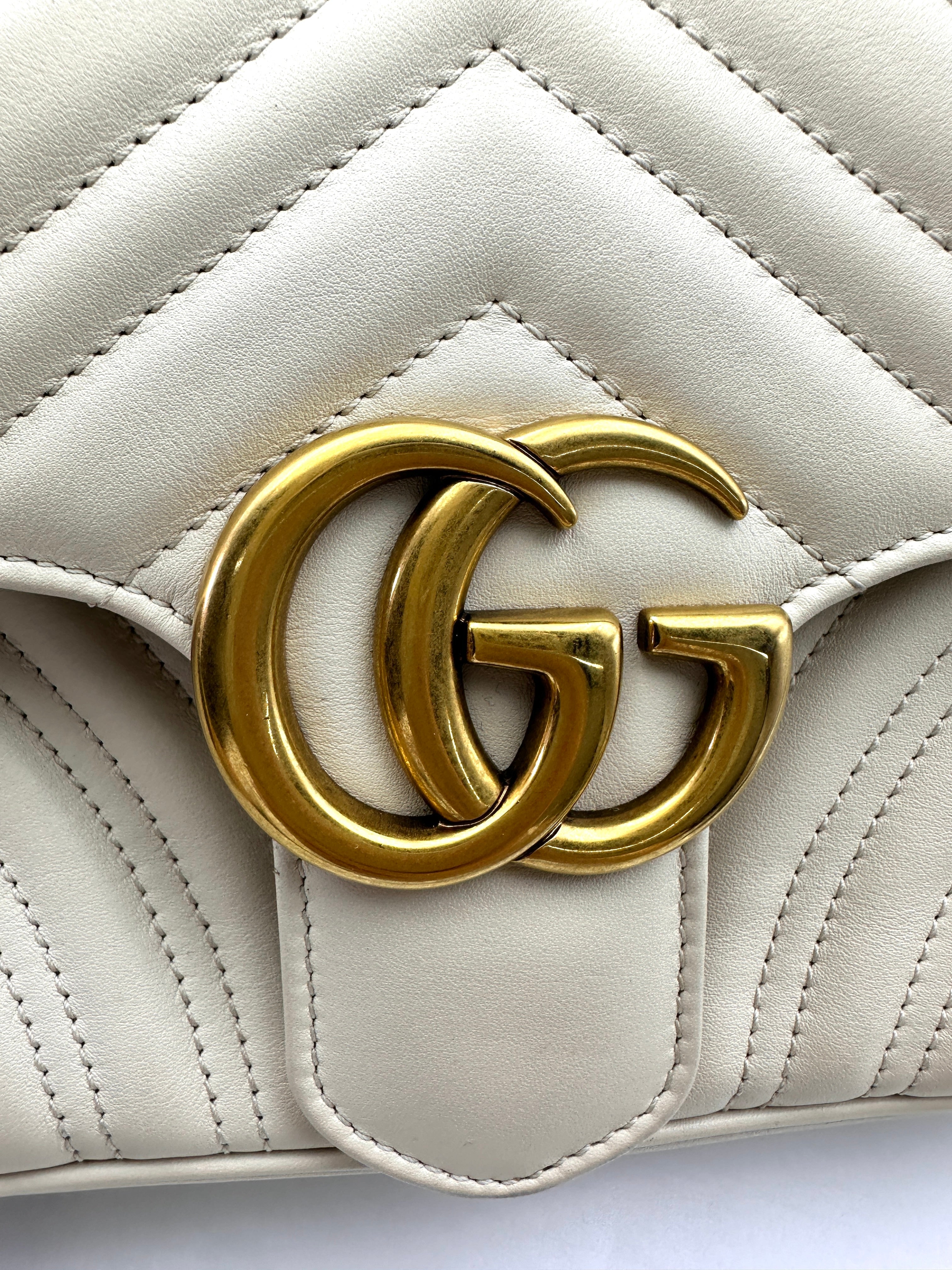 Gucci GG Marmont White Matelasse Leather Shoulder Bag GG920