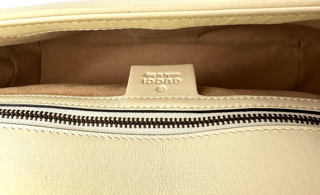 Gucci GG Marmont White Matelasse Leather Shoulder Bag GG920