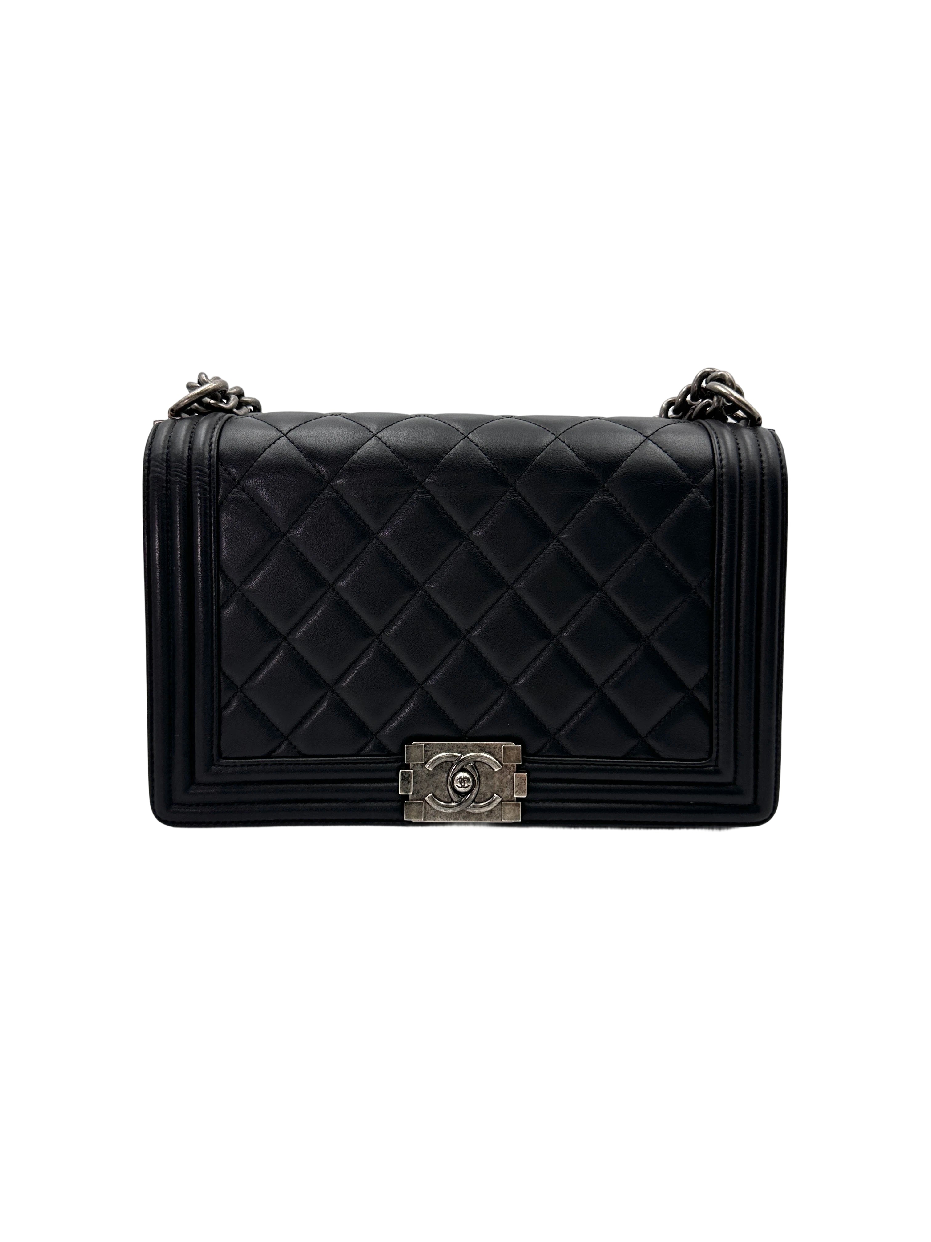 Chanel LeBoy Black Quilted Calfskin Flap Bag With Silver Buckle(19***02) IRIS211