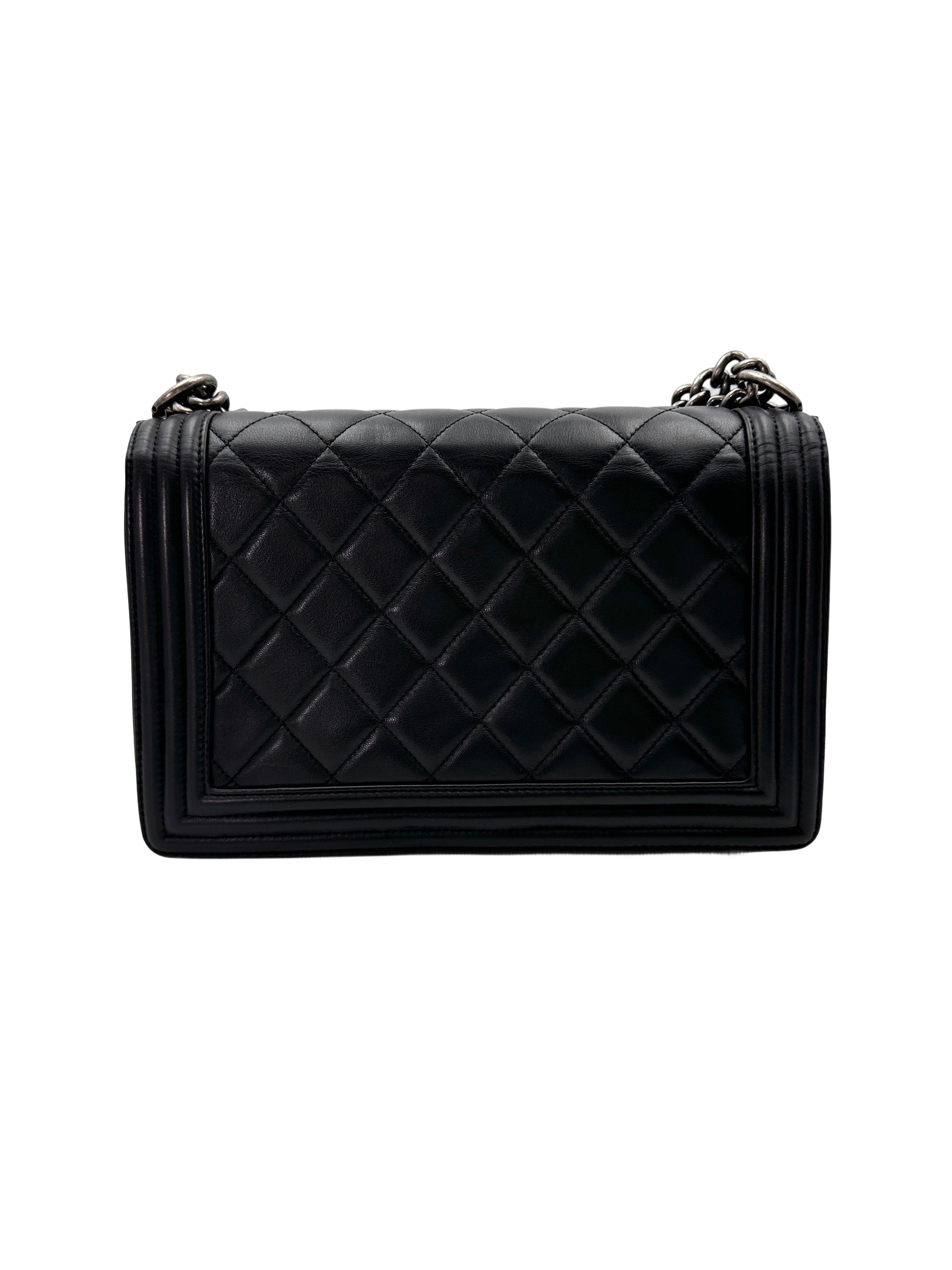 Chanel LeBoy Black Quilted Calfskin Flap Bag With Silver Buckle(19***02) IRIS211