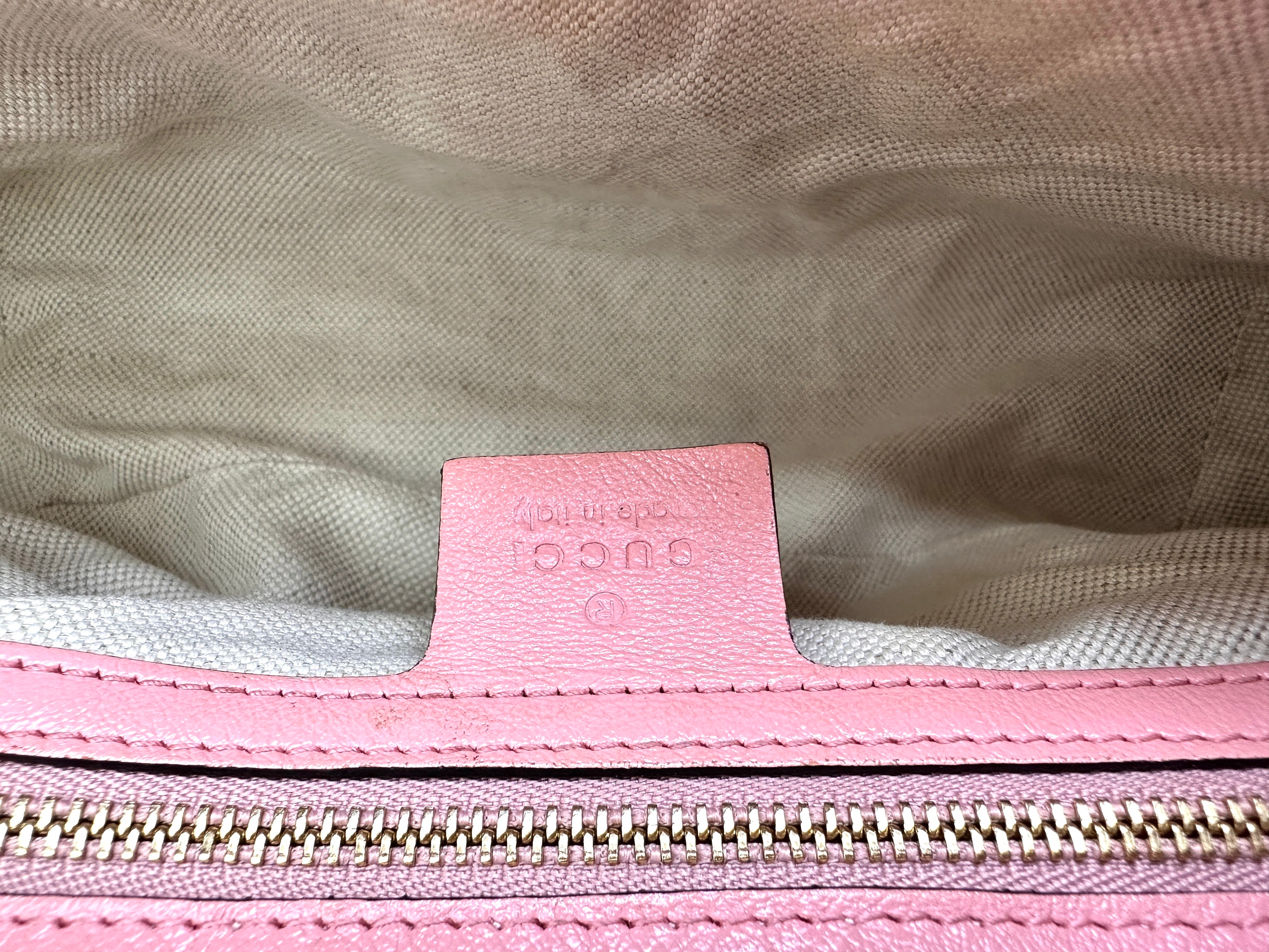 Gucci GG Marmont Red Leather Flap Bag With Pink Trim GG919