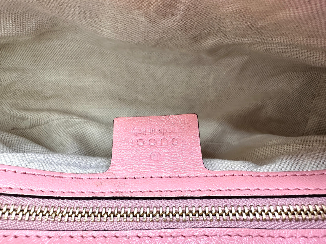 Gucci GG Marmont Red Leather Flap Bag With Pink Trim GG919