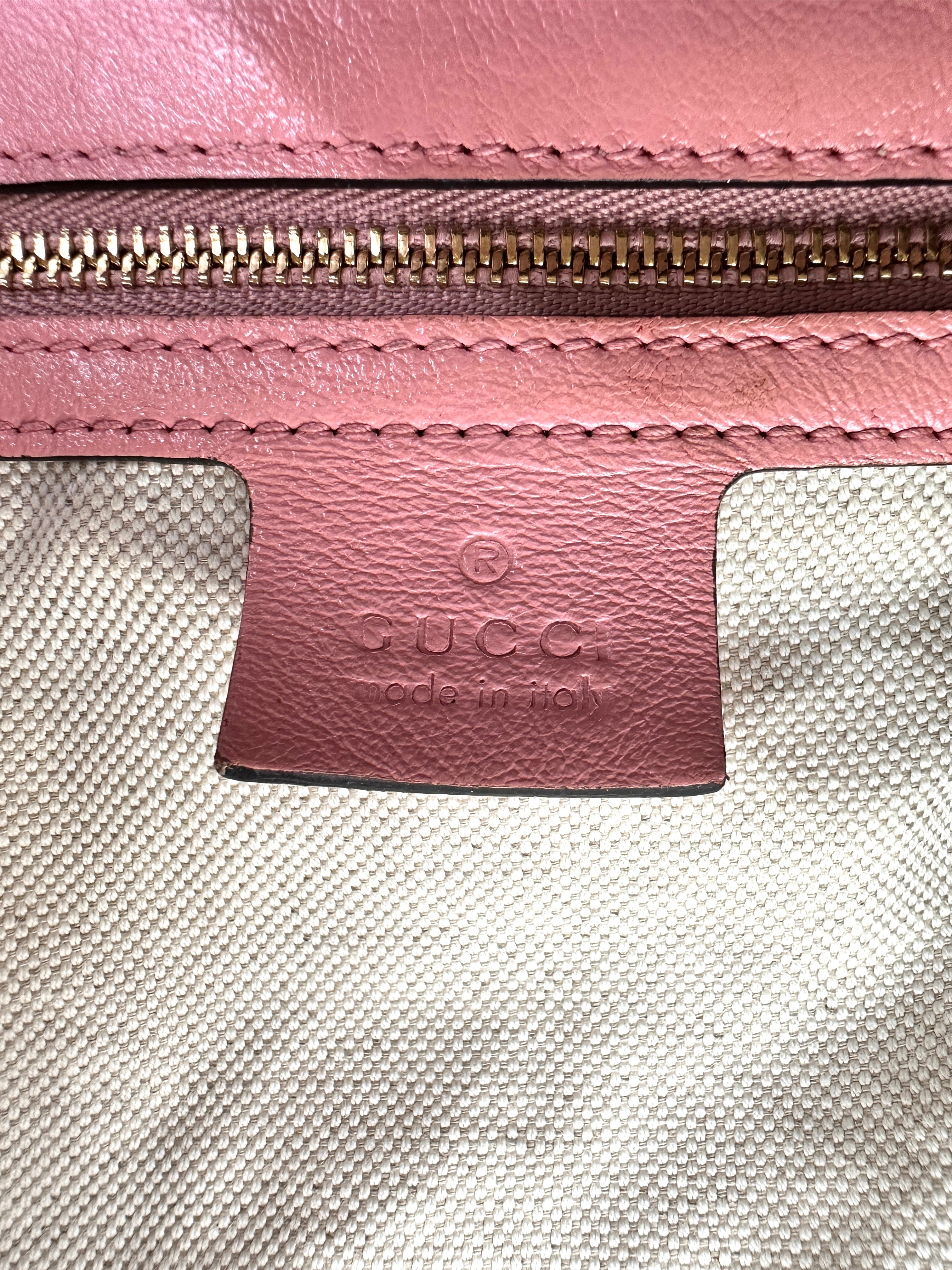 Gucci GG Marmont Red Leather Flap Bag With Pink Trim GG919