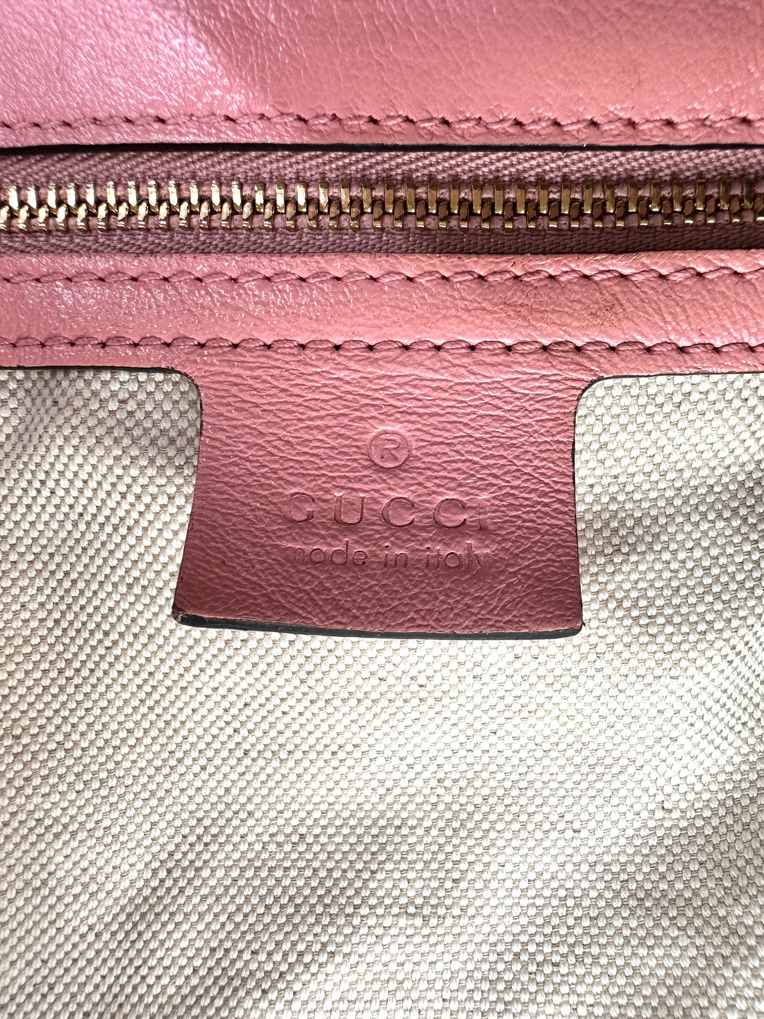 Gucci GG Marmont Red Leather Flap Bag With Pink Trim GG919