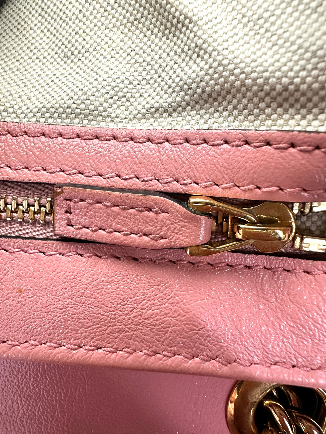 Gucci GG Marmont Red Leather Flap Bag With Pink Trim GG919