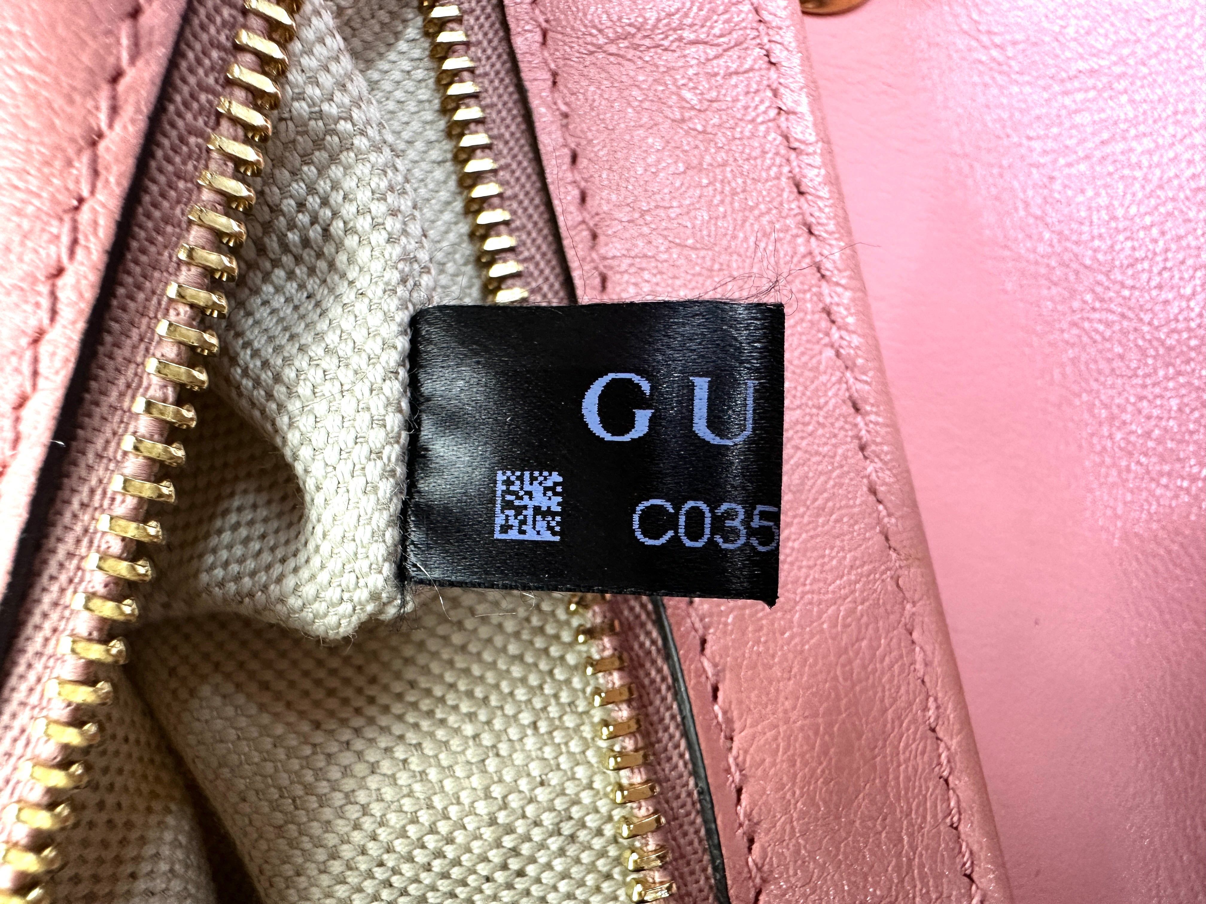 Gucci GG Marmont Red Leather Flap Bag With Pink Trim GG919