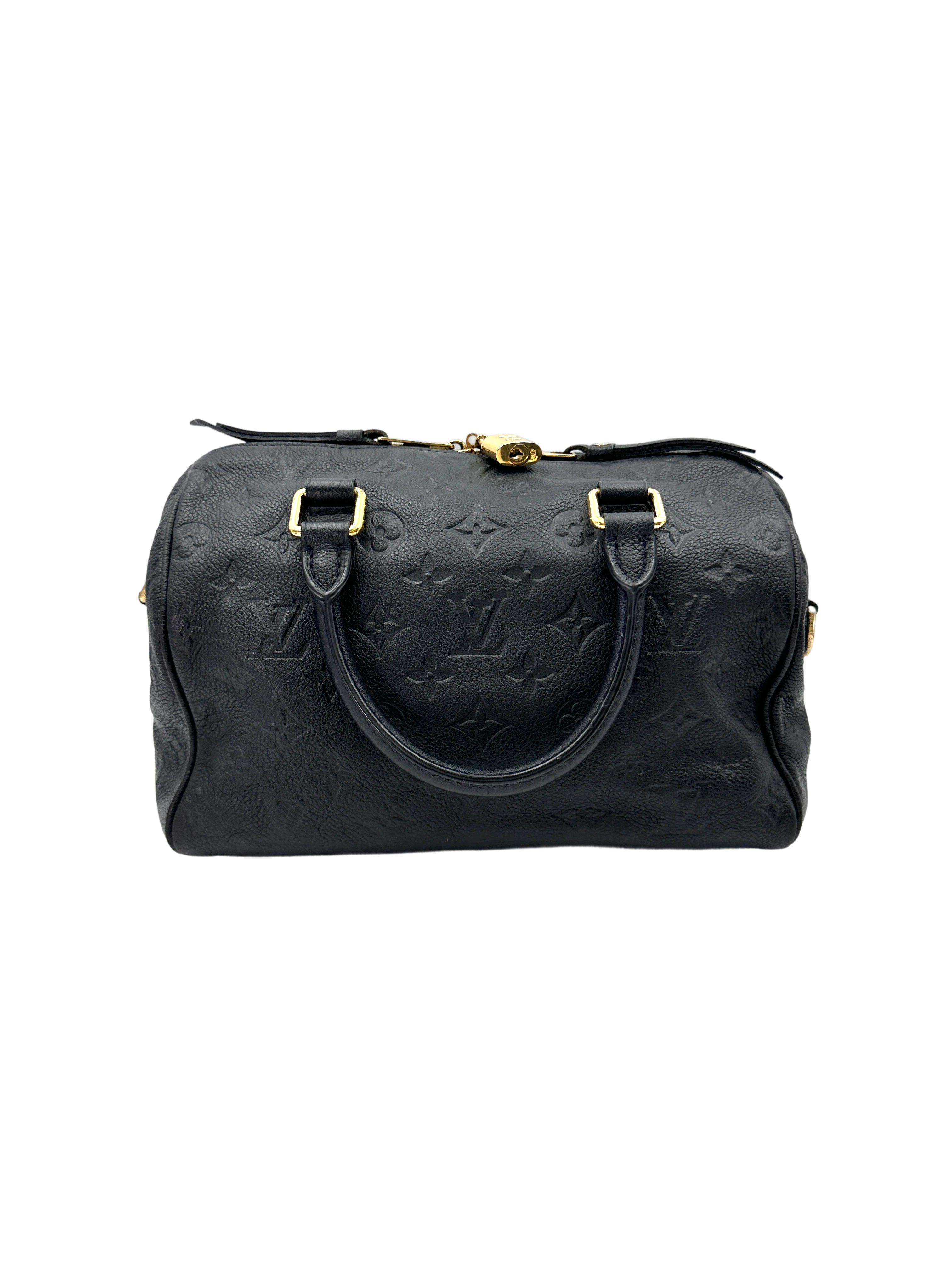 Louis Vuitton Speedy25 Black Monogram Empreinte Leather Handle Bag LV2627